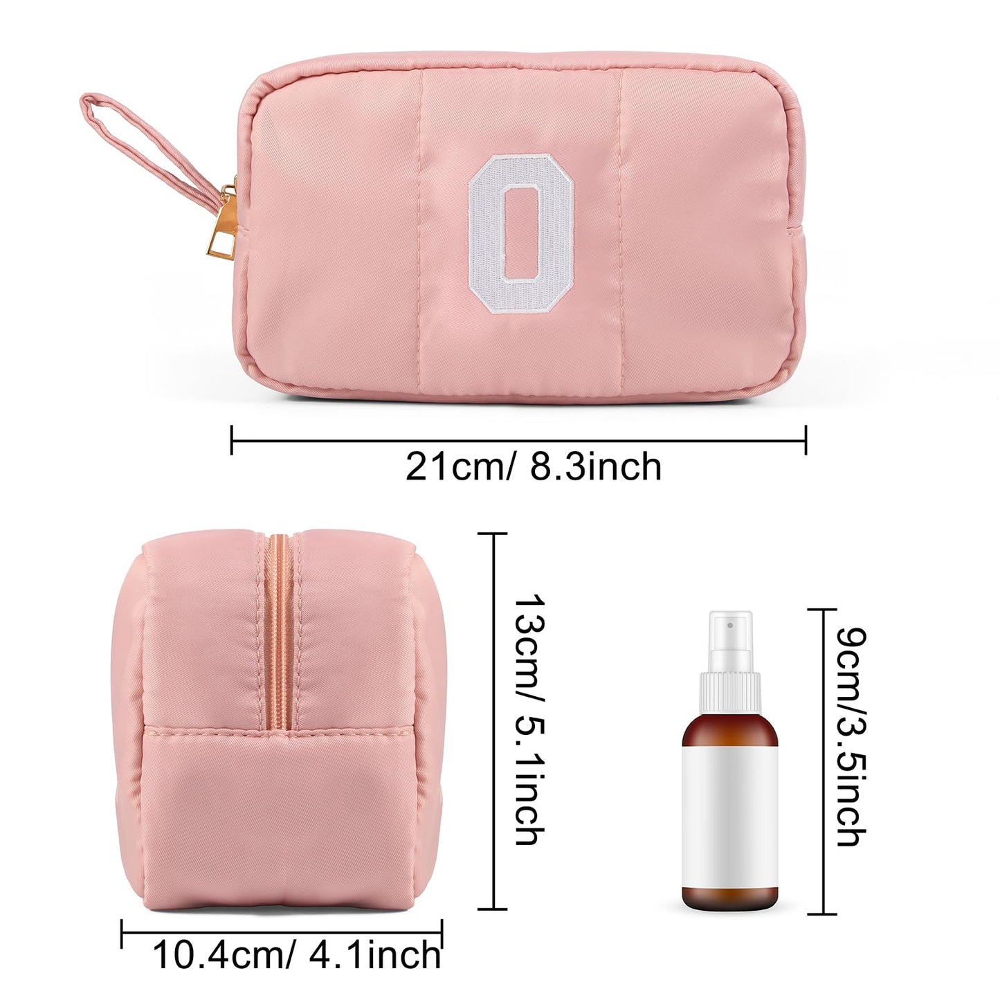 Puffy Makeup Bag for Women,Initial Cosmetic Bag,Cute Travel Toiletry Bag,Puffer Make Up Organizer Bags with Compartments,Personalized Gifts for Girlfriend Bridesmaid Teacher Graduation (Khaki gray, E) BST202