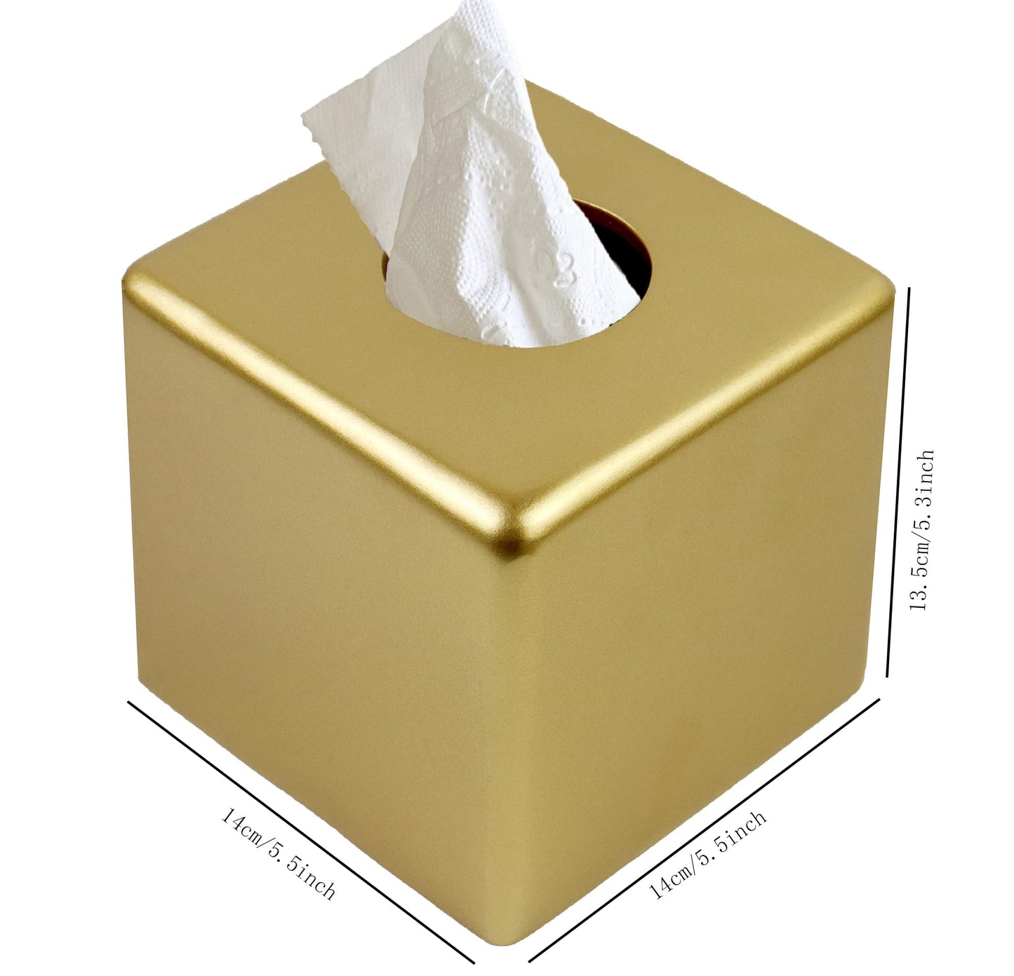 Square Tissue Box Cover Decorative Kleenex Box Holder for Bathroom & Living Room with Handcrafted Texture (colla Gold) BST220
