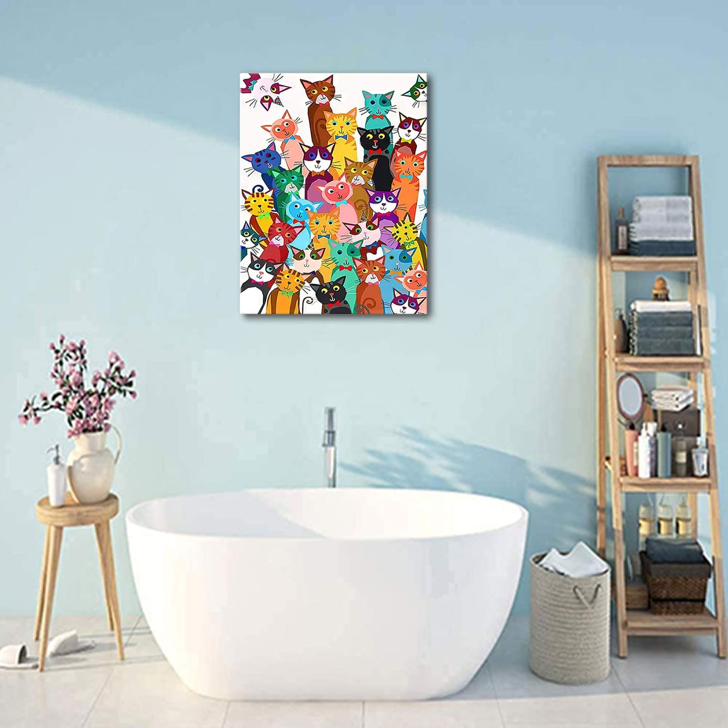 Framed Funny Parrot Bathroom Wall Art Cute Cockatiel Whimsical Canvas Print | Cute Bird Painting Natural Wood Frame Whimsical Animal Picture Playful Wall Decor for Bathroom Kids Room Nursery12x16Inche BST326H