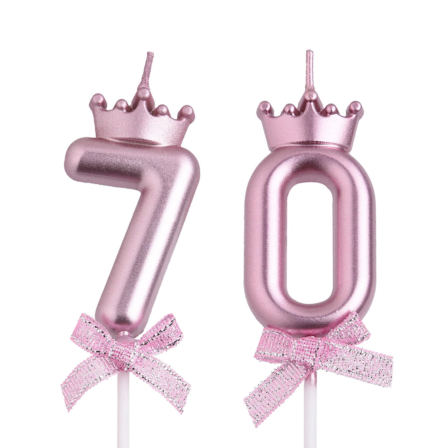 70th Birthday Candles, Pink 70 Year Old Number Birthday Candles for Women, Happy Birthday Party Cake Topper Decoration Gifts for 70th Wedding Anniversary Celebration BST220