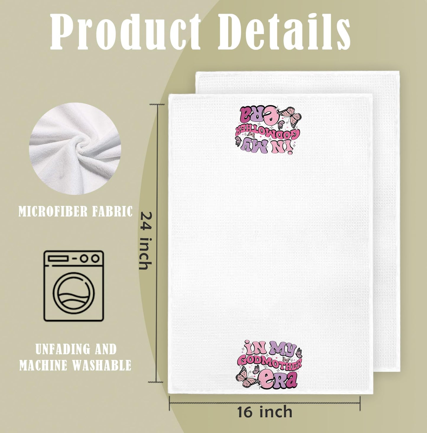 Trendy in My Godmother Era Kitchen Towels, Godmother Dish Tea Towels for Kitchen Decor, God Mother Gifts from Godchild Hand Towels for Bathroom Decor, 16x24 Inch BST202