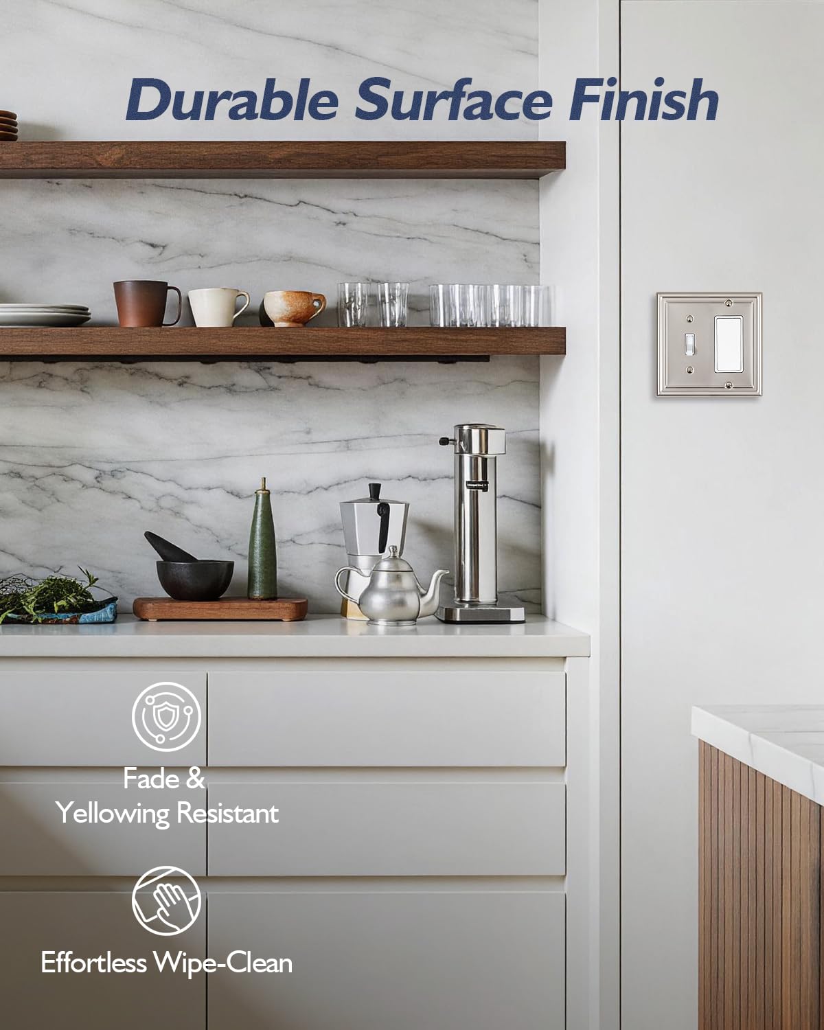 Decorative Metal Wall Plates, Switch Plates Outlet Covers (Off White/1 Decorator 4 Pack) WN420