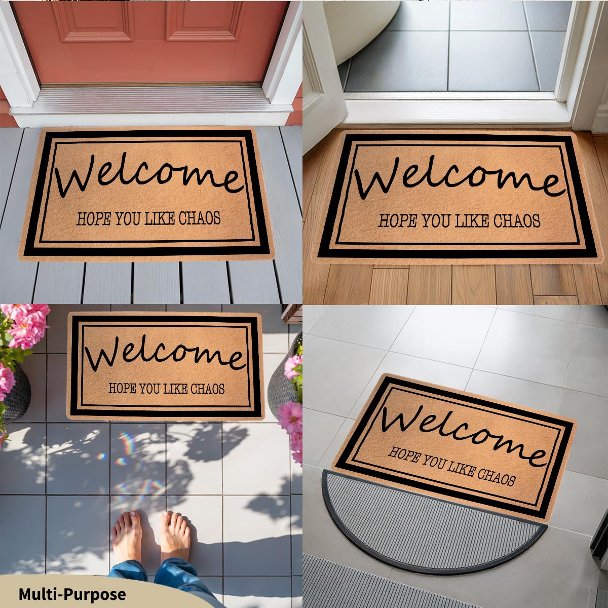 Funny Cat Door Mat 18x30 Inch, Faux Coco Coir Doormat with Non-Slip PVC Backing, Cats Printed Welcome Mat for Outdoor Indoor Entryway Porch Home Kitchen Patio, Cat Lover Gifts for Women Mom BST202