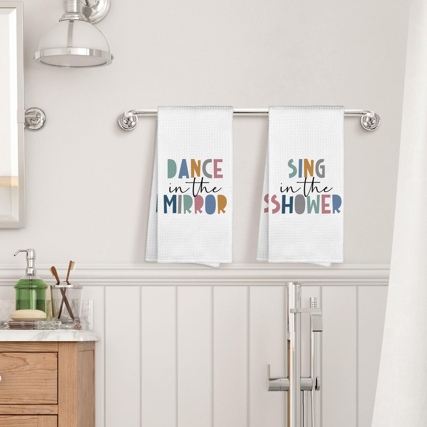 Kids Nursery Bathroom Decor Hand Towels 16x24 Set of 2, Wash Hands Brush Teeth Decorative Towels Gifts for Kids Baby Toddlers, Boho Flush Toilet Bathroom Kitchen Hand Towel Decor BST220