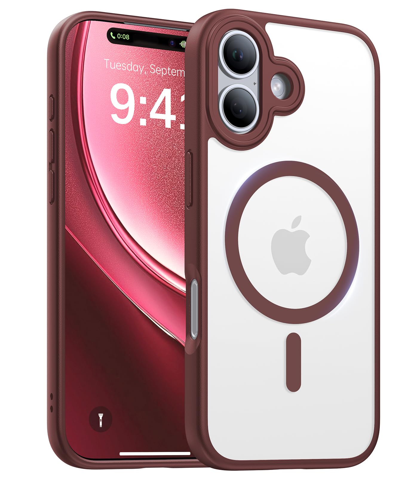Magnetic for iPhone 17 Pro Max Case,[Anti-Slip][Compatible with MagSafe][Military Grade Drop Protection] Shockproof Protective Translucent Phone Case for iPhone 17 Pro Max Case,Wine Red WN420