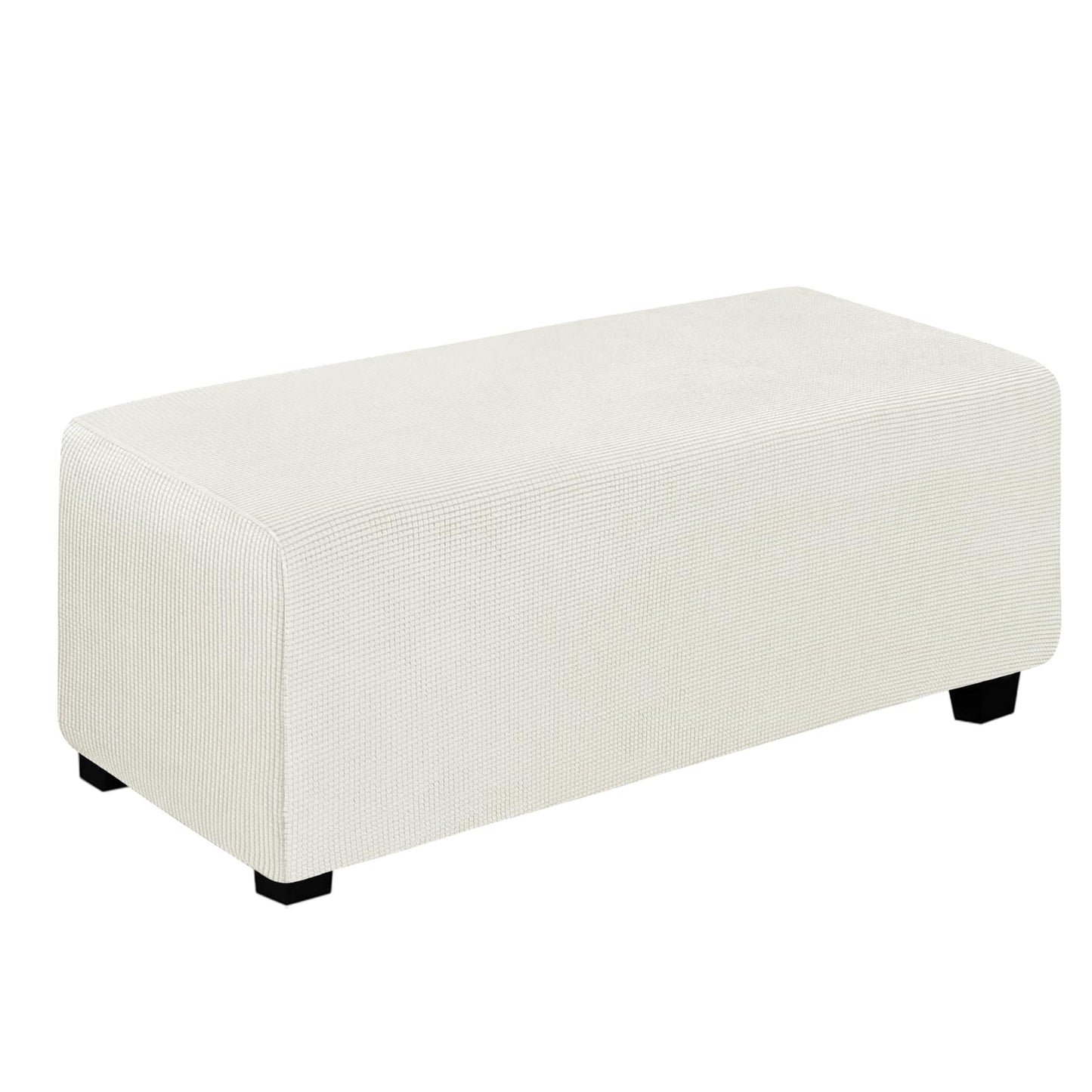 Easy-Going Stretch Square Ottoman Cover 15x15x15inch Dark Blue | Folding Storage Footstool cover Furniture Protector Soft Rectangle slipcover with Elastic Bottom BST202