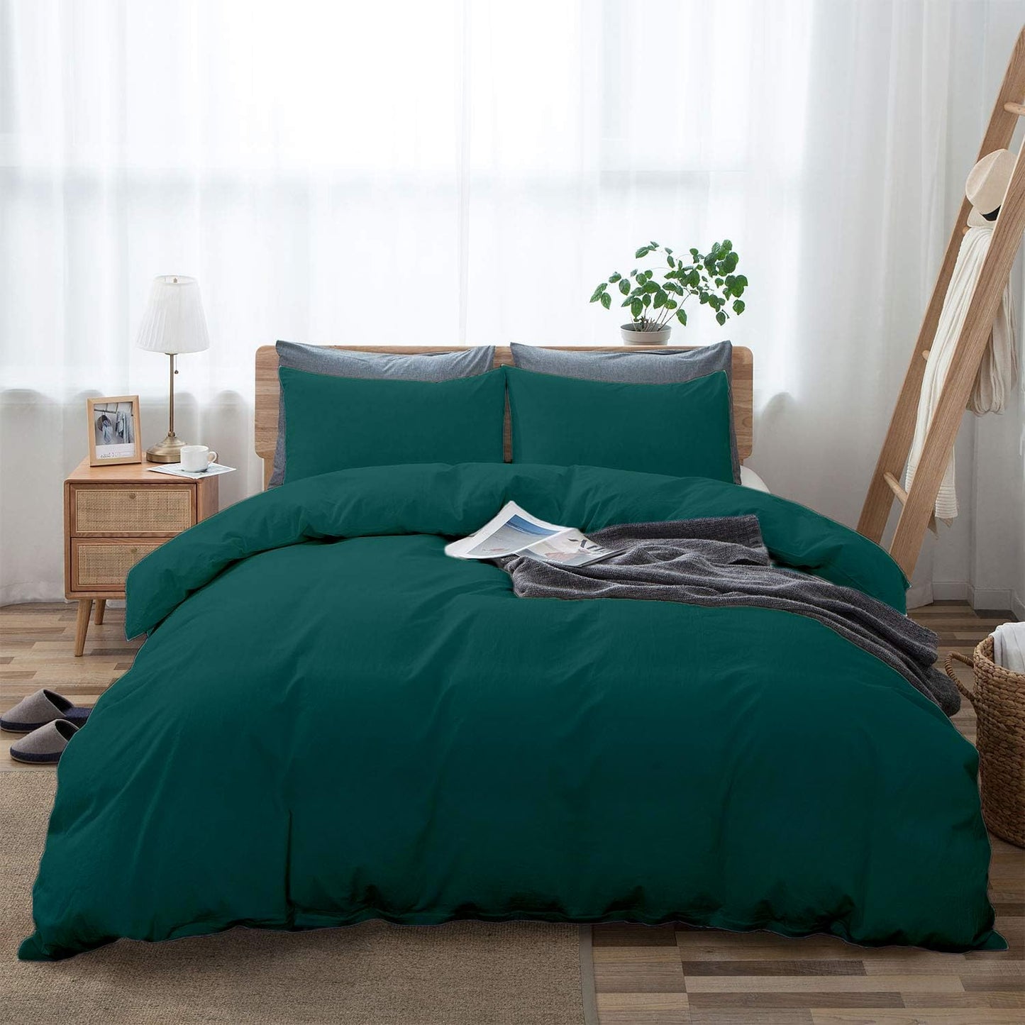 100% Cotton Oversized King plus 3 Piece Duvet Cover set 128x120 inch Breathable Luxury Soft & Cozy | Durable and Fade Resistant | Double Hem-Stitched Sateen Weave (Oversized King plus, White) BST220