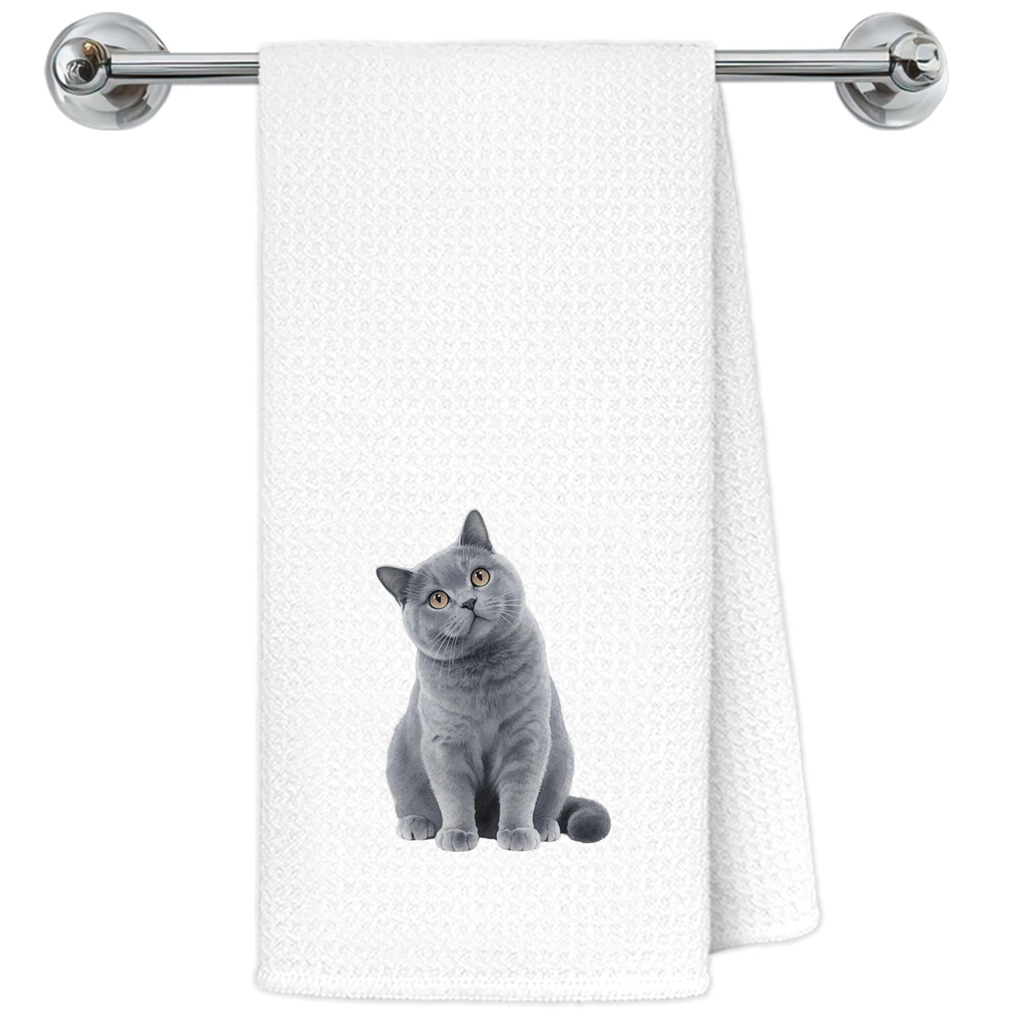 Blue and White Chinoiserie Orange Cat Bathroom Hand Towels, Orange Cat Gifts, Funny Oriental Kitty Decorative Hand Towels Bathroom Restroom Washroom Yoga Spa Zen Decor, 16x24 Inch BST326L