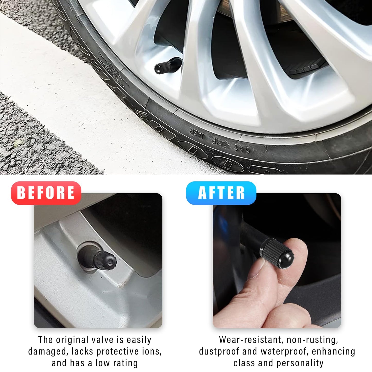 Ziciner 25 PCS Tire Valve Stem Caps, Plastic Car Tyre Valve Cap with O Rubber Seal, Dustproof Airtight Seal Wheel Stem Covers, Universal Accessories for Cars, SUVs, Bicycles,Trucks (Red) WN420