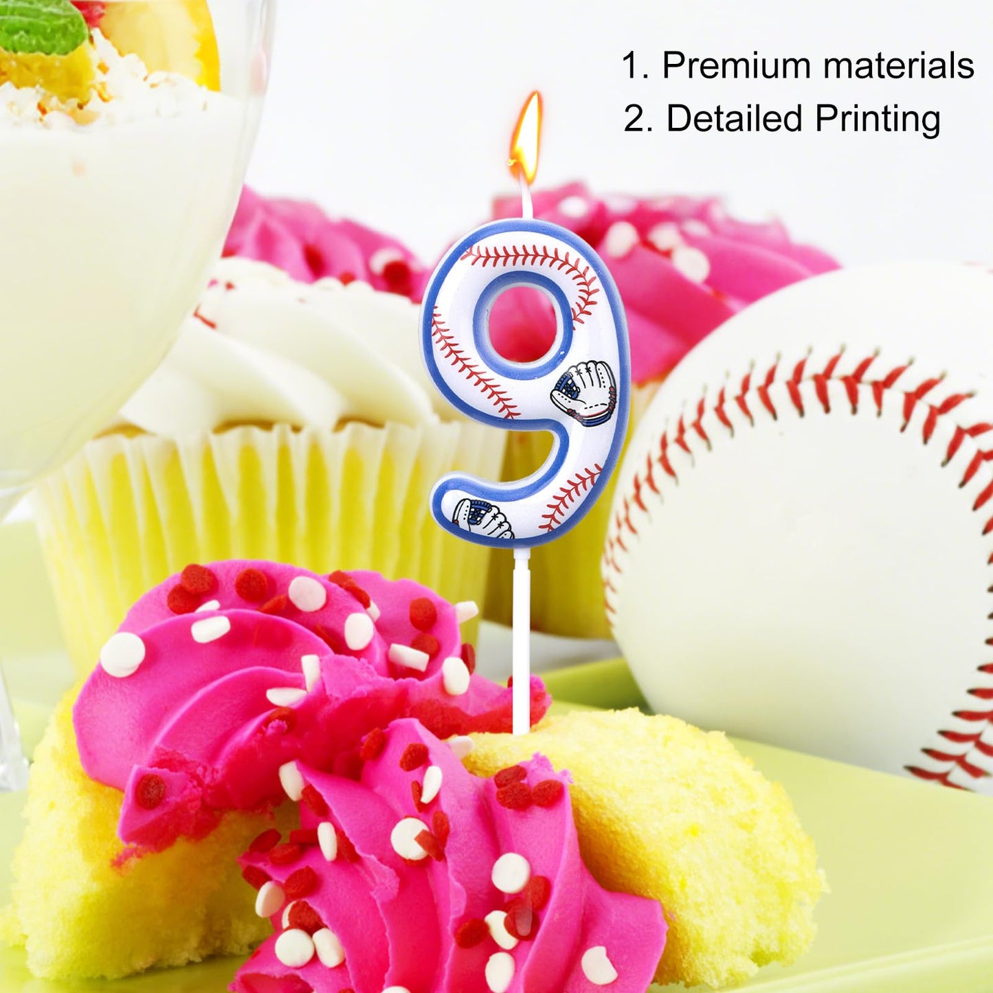 Baseball Birthday Candles, Baseball Themed Cake Topper for Boys Girls Number Candle for Sport Party Decorations & Supplies (Number 6) BST220