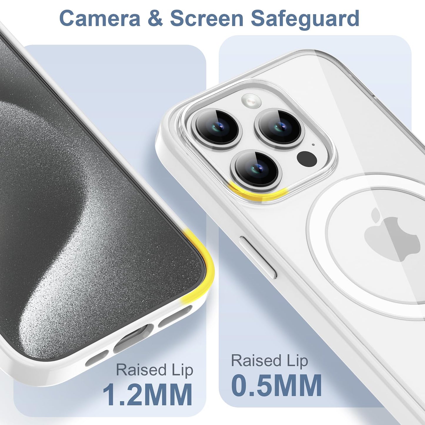 PULOKA for iPhone Case Compatible with Magsafe, Color Bumper & Clear TPU Back Hybrid Shockproof Cover (White, iPhone 16 Pro Max) WN420