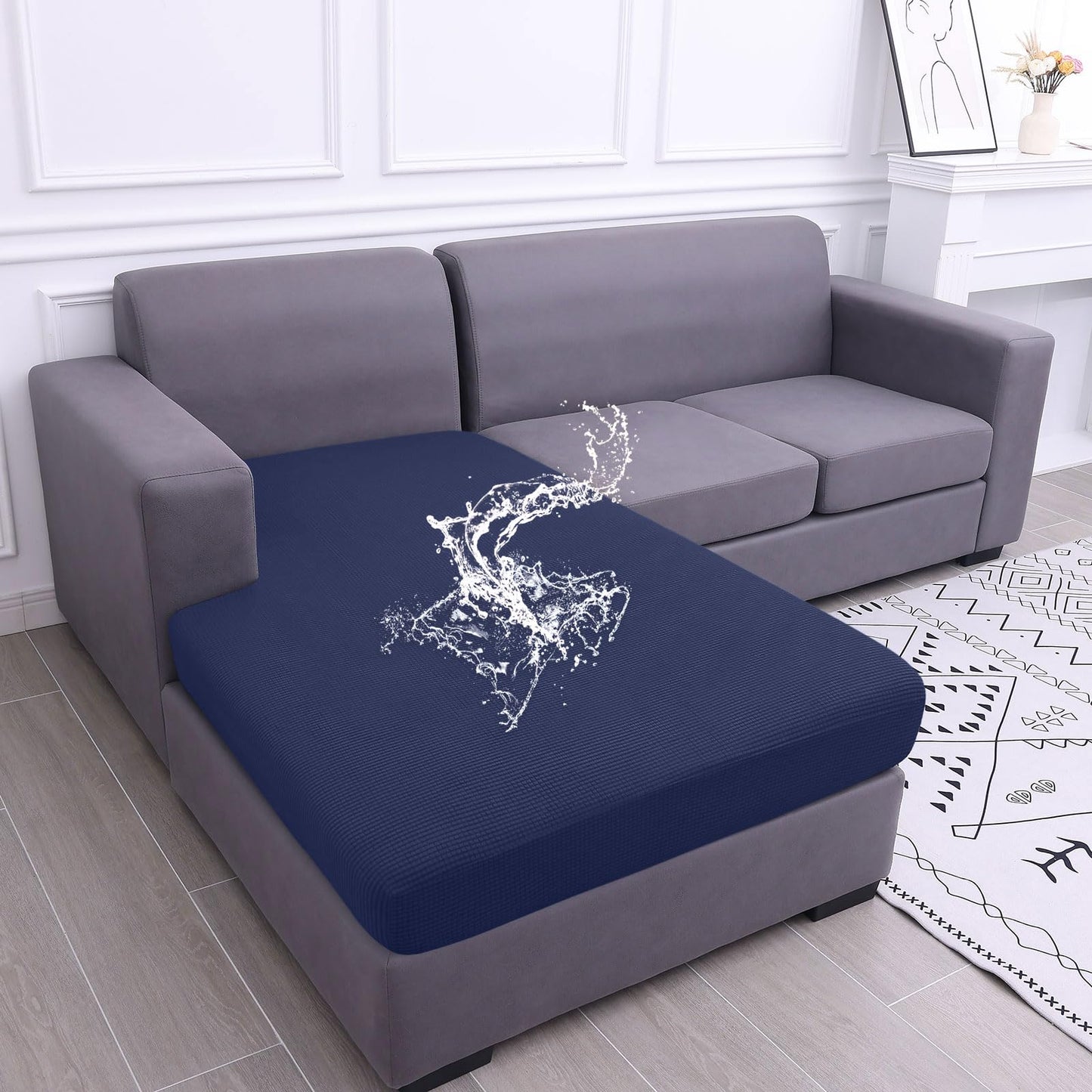 Waterproof Couch Cushion Covers for Pets, Non Slip Sofa Seat Cover | Stretch Jacquard Fabric, Elastic Bottom, Non Slip Fit, Waterproof Protection, Pet Hair Protection (1 Piece for Backrest M) BST202