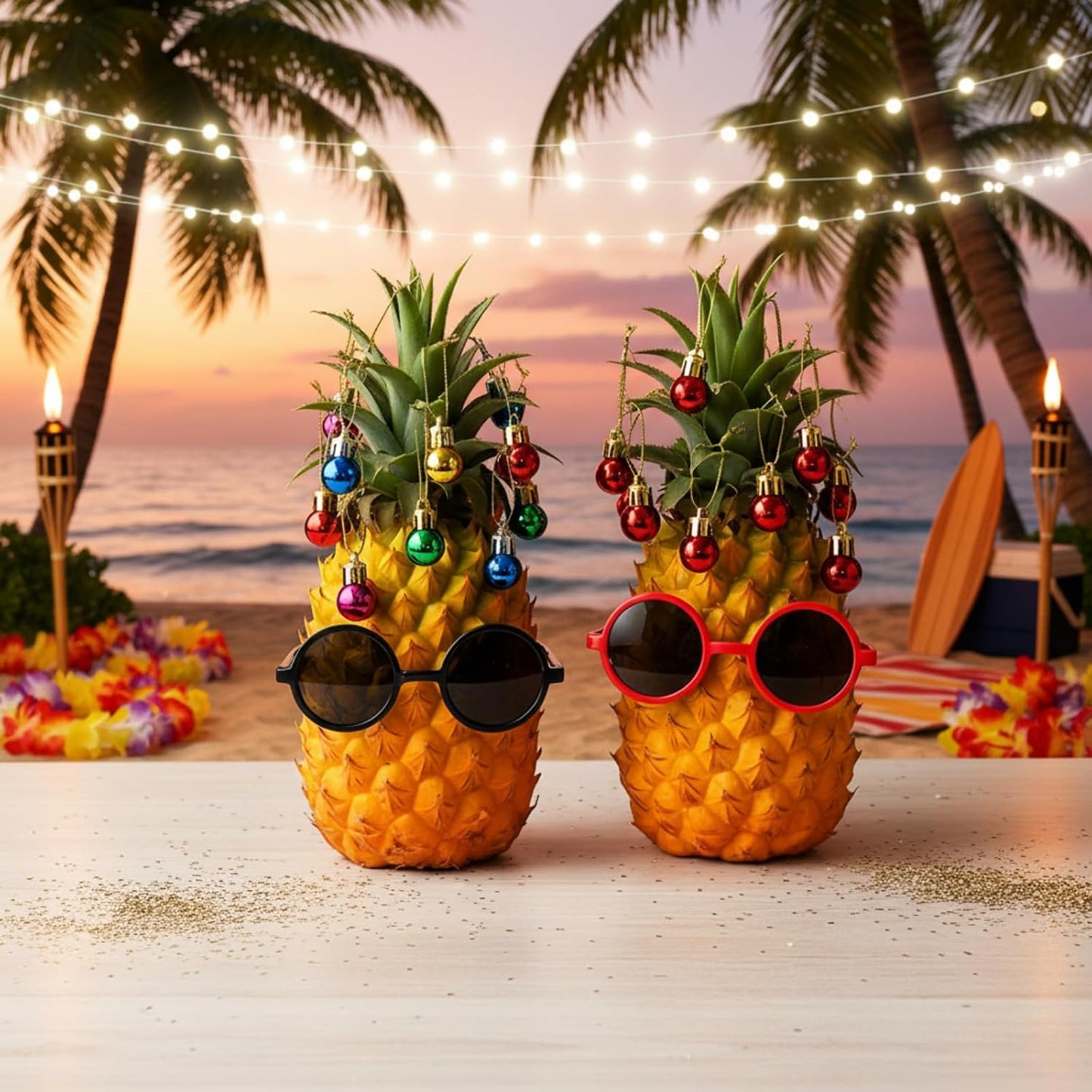6 Sets Accessories for Pineapple Summer Christmas Tree 72 Shatterproof Mini Balls & 6 Sunglasses WN420