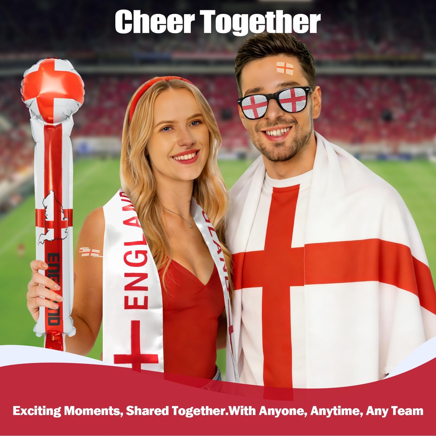 World Cup 2026 Fan Accessories with Large 3x5 ft Flag, Match Tracker Poster, Stickers, Cheering Sticks, Clapper & Scarf, World Cup Decorations Fan kit for Soccer Watch Party, Stadium and Home Cheering BST202