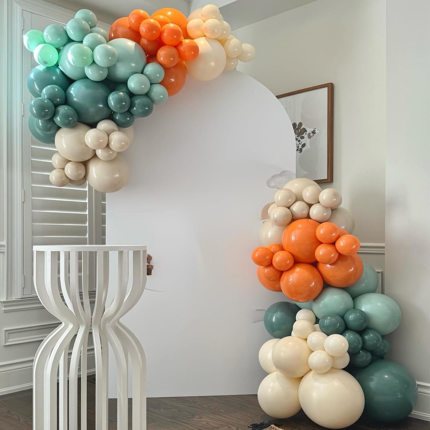 Dusty Green Blue Balloon Arch Kit, Fog Green Dusty Water Blue Beige Ivory Latex Balloons Garland Kit for Women Men Neutral Birthday Wedding Baby Bridal Shower Jungle Safari Party Decorations WN420