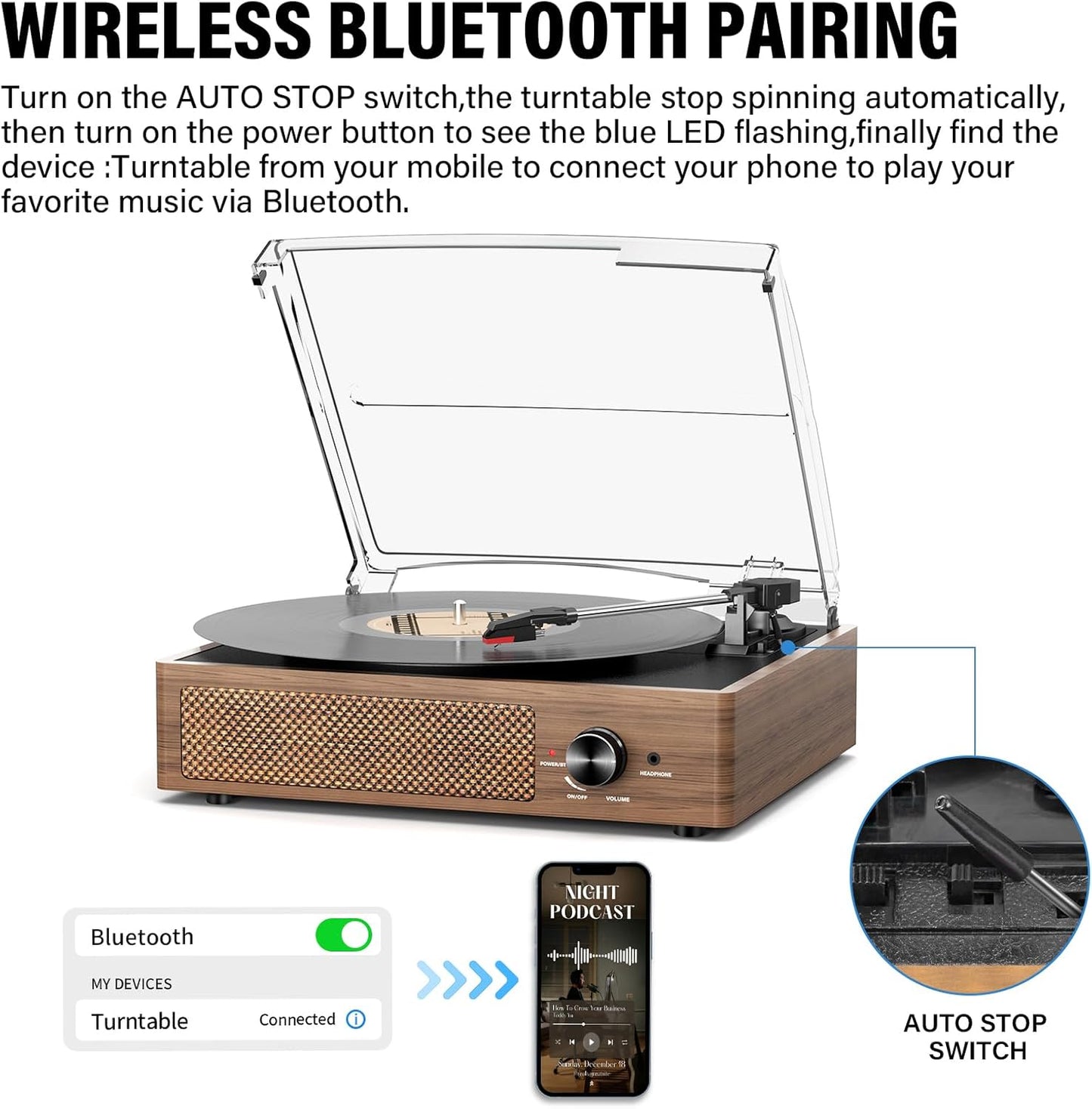 Record Player for Vinyl with 2 Build-in Speakers 36