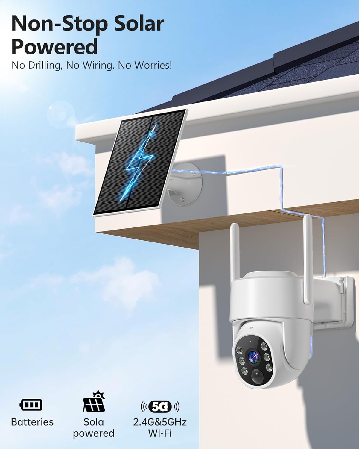 FULL HD 4MP 4G LTE Cellular Camera Wire-Free PTZ Home Security Camera with Solar Power 85