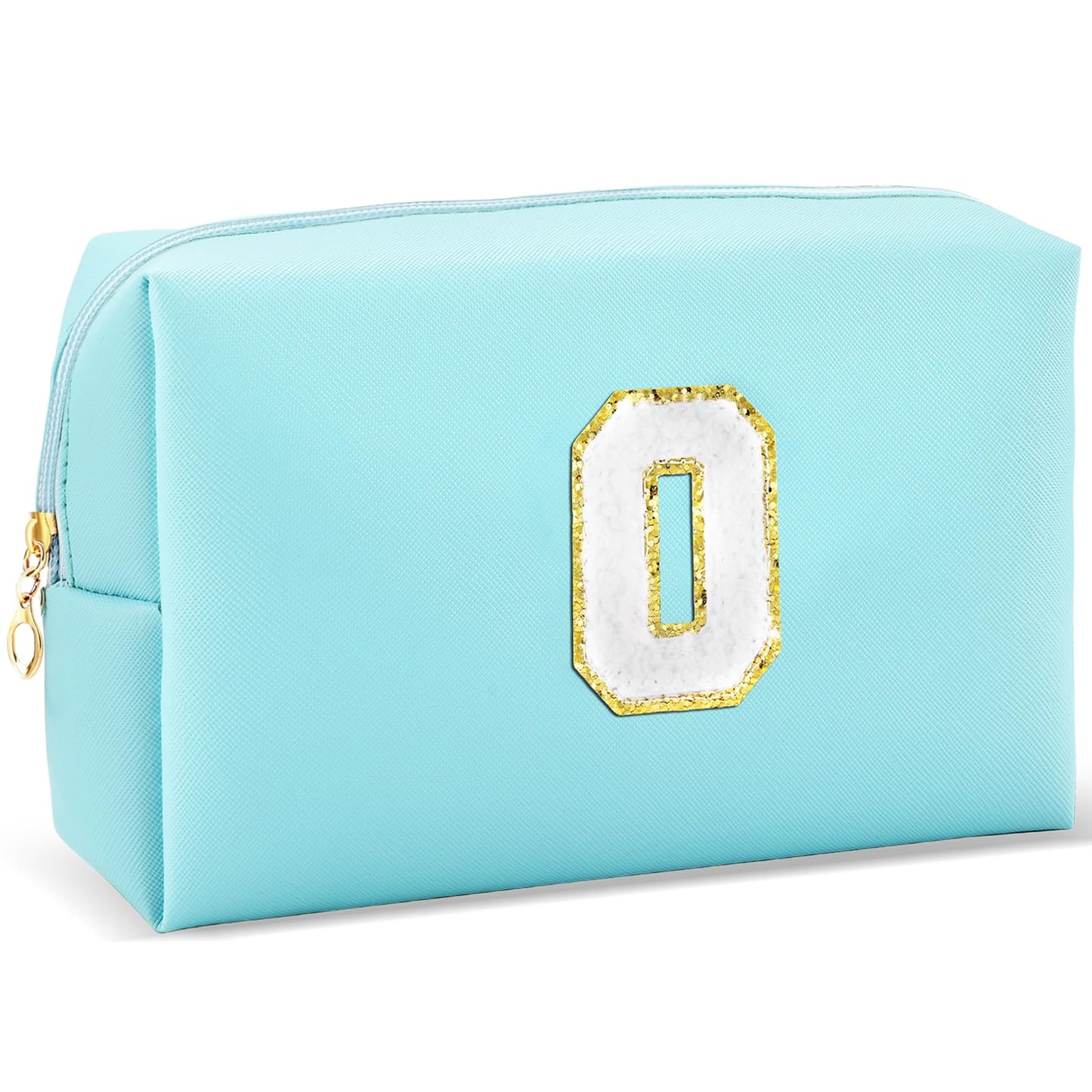 URSKYTOUS Gifts for Girls Initial Makeup Bag Personalized Cosmetic Bag with Zipper Cute Travel Toiletry Bag Waterproof PU Preppy Makeup Pouch Birthday Gift for Teen Girls Women(Blue P) BST326L