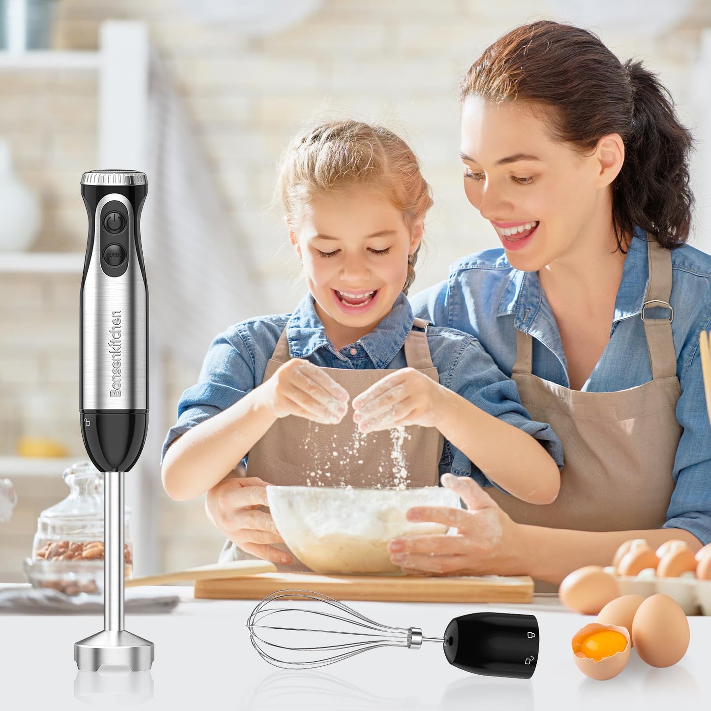 Bonsenkitchen Immersion Blender Handheld with Food Processor RD12