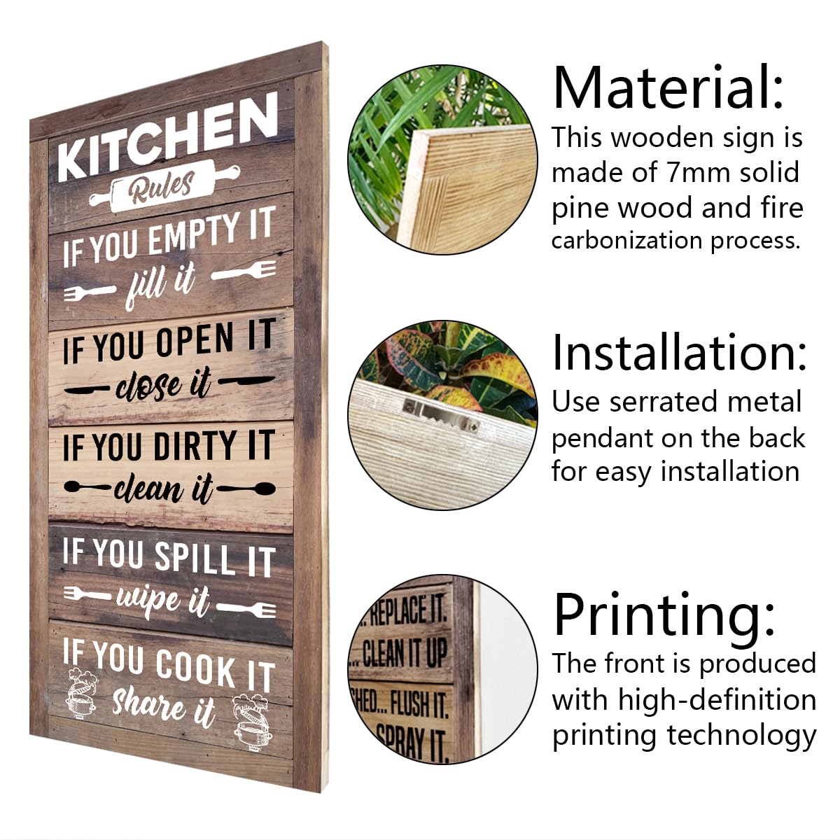 Rustic & Funny Bathroom Signs - Western & Farmhouse Bathroom Rules Wall Decor E1 BST202