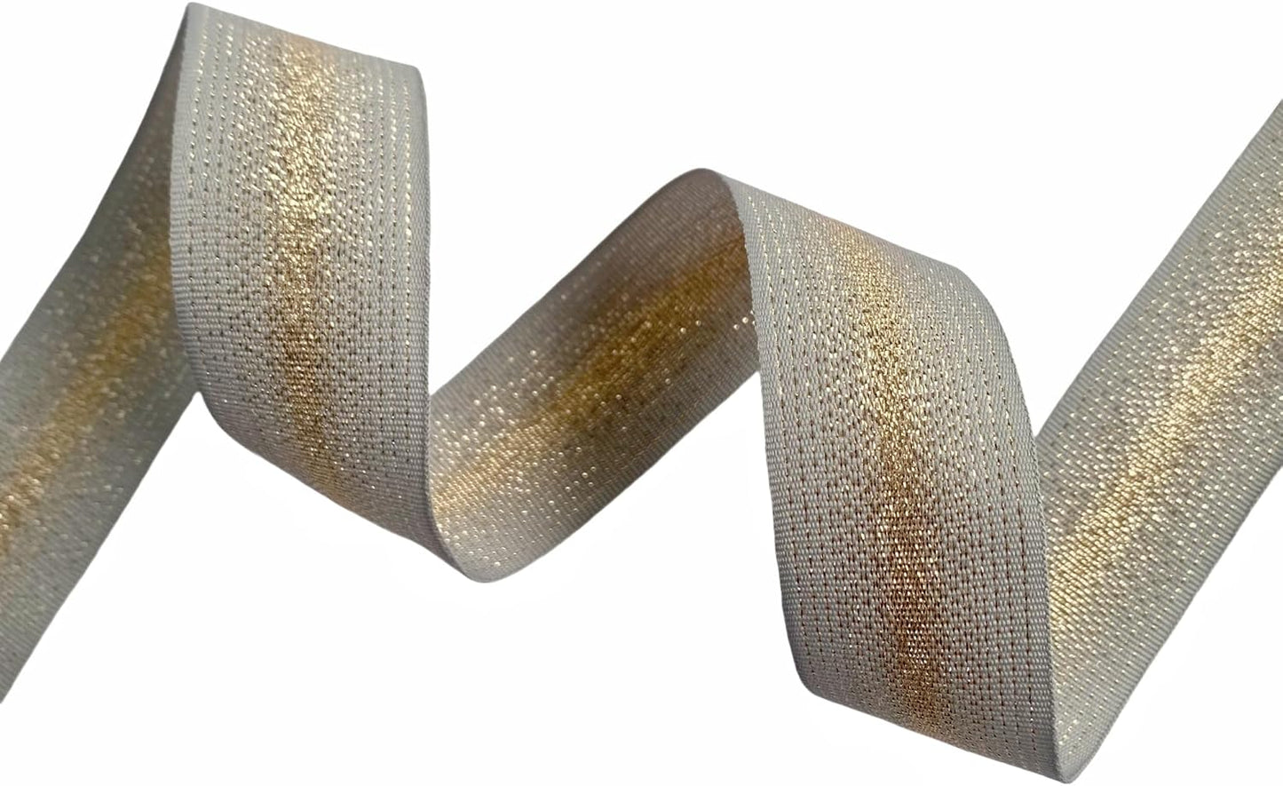 QIANF 1 Inch 25 Yards Poly Ribbon Gold Metallic Gradual Sparkly Ribbon for Gift Wrappping Wedding Birthday Christmas Party Decoration Art Craft Sewing Project, Gray WN420
