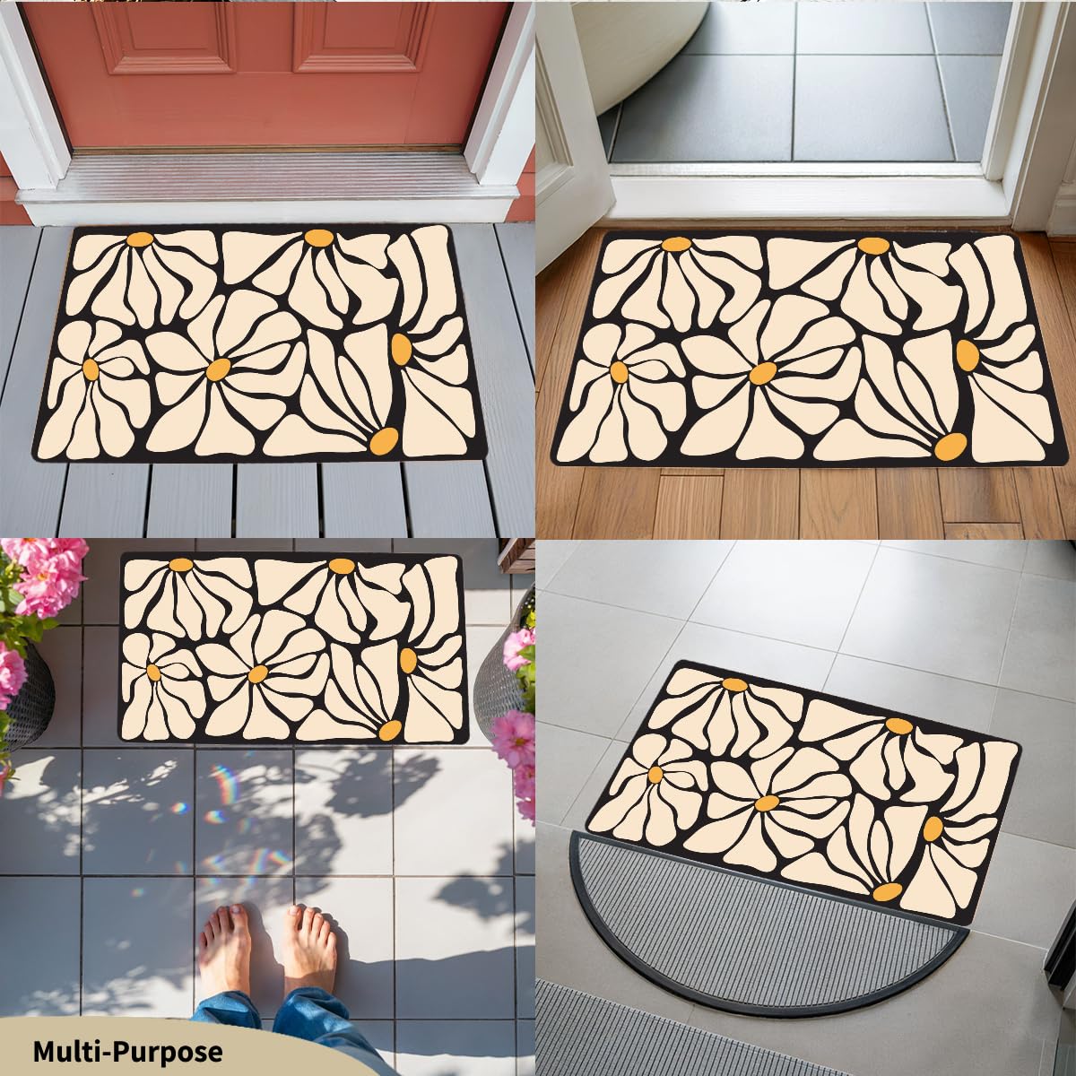 Funny Cat Door Mat 18x30 Inch, Faux Coco Coir Doormat with Non-Slip PVC Backing, Cats Printed Welcome Mat for Outdoor Indoor Entryway Porch Home Kitchen Patio, Cat Lover Gifts for Women Mom BST202