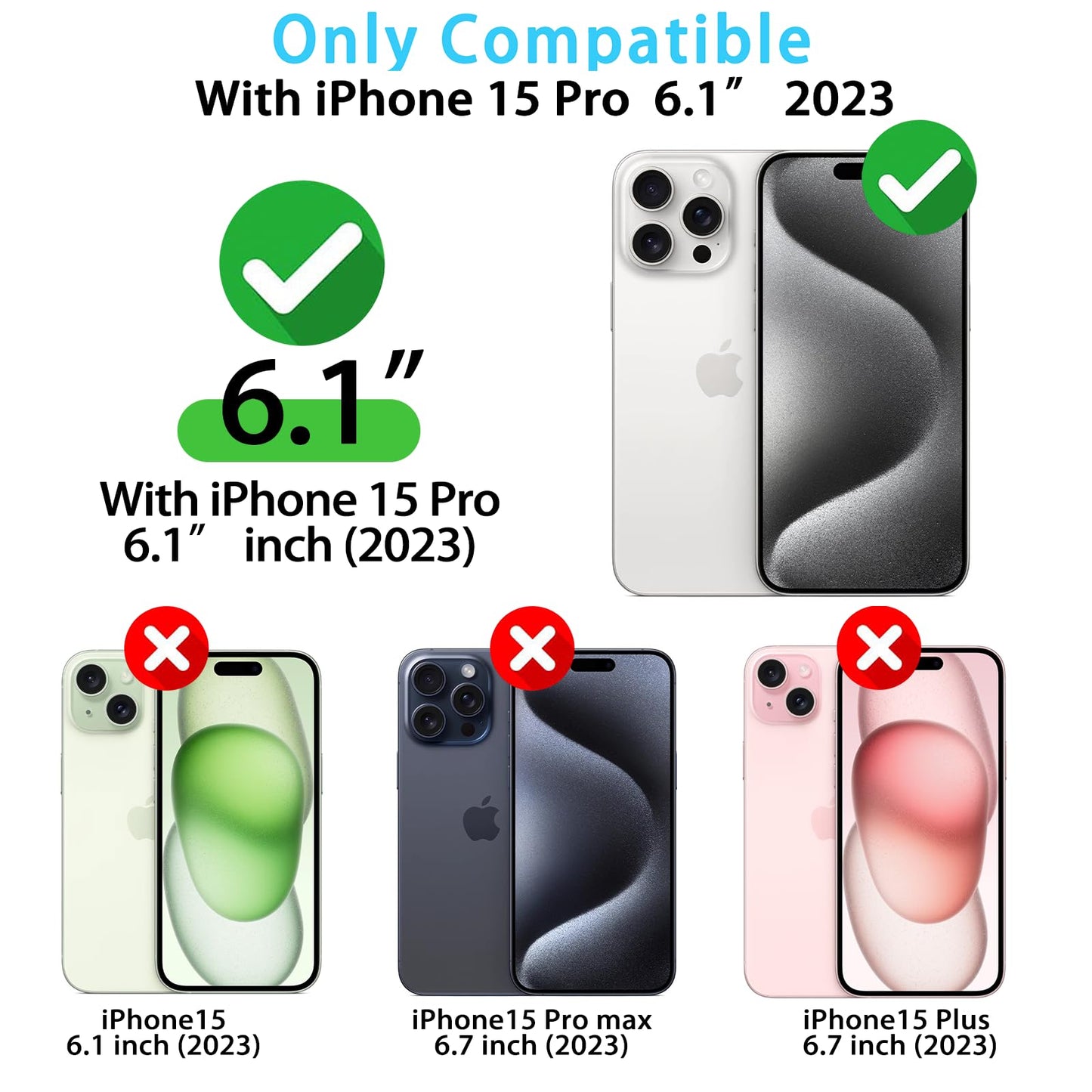 Skyseaco Compatible with iPhone 15 Case Cute Polka Dot Phone Case Soft Slim TPU Shockproof Phone Cover Full Camera Protection for Women Girls - Black WN420