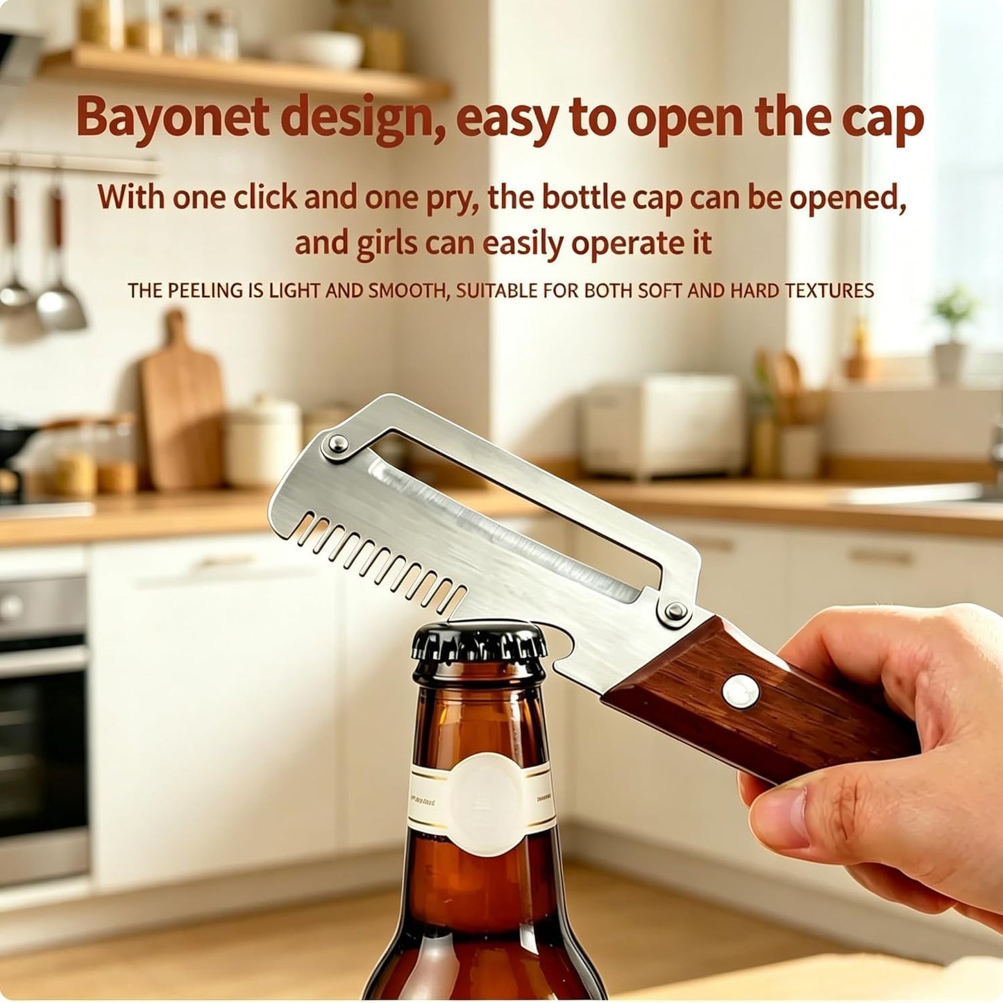 2pcs 2 in 1 Multi Functional Vegetable Peeler, 2 in 1 Fruit Peeler and Bottle Opener,Sturdy and durable, Suitable for potatoes, vegetables, apples, carrots, etc BST202