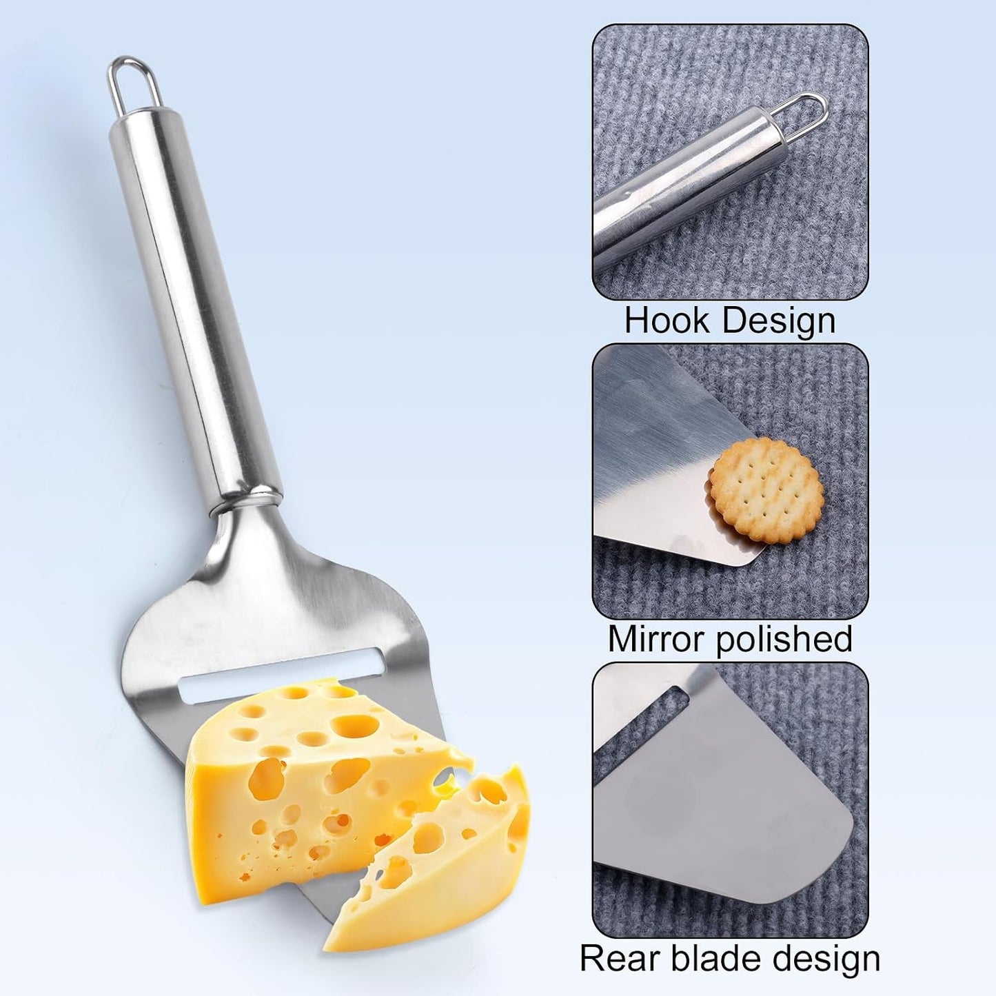 Stainless Steel Cheese Slicer for Block Cheese, Handheld Butter Cutter Shaver Multi-Functional Kitchen Tool for Hard and Semi-Hard Non-Stick Cheeses Grater, Vegetables, Cactus Peeler BST326L