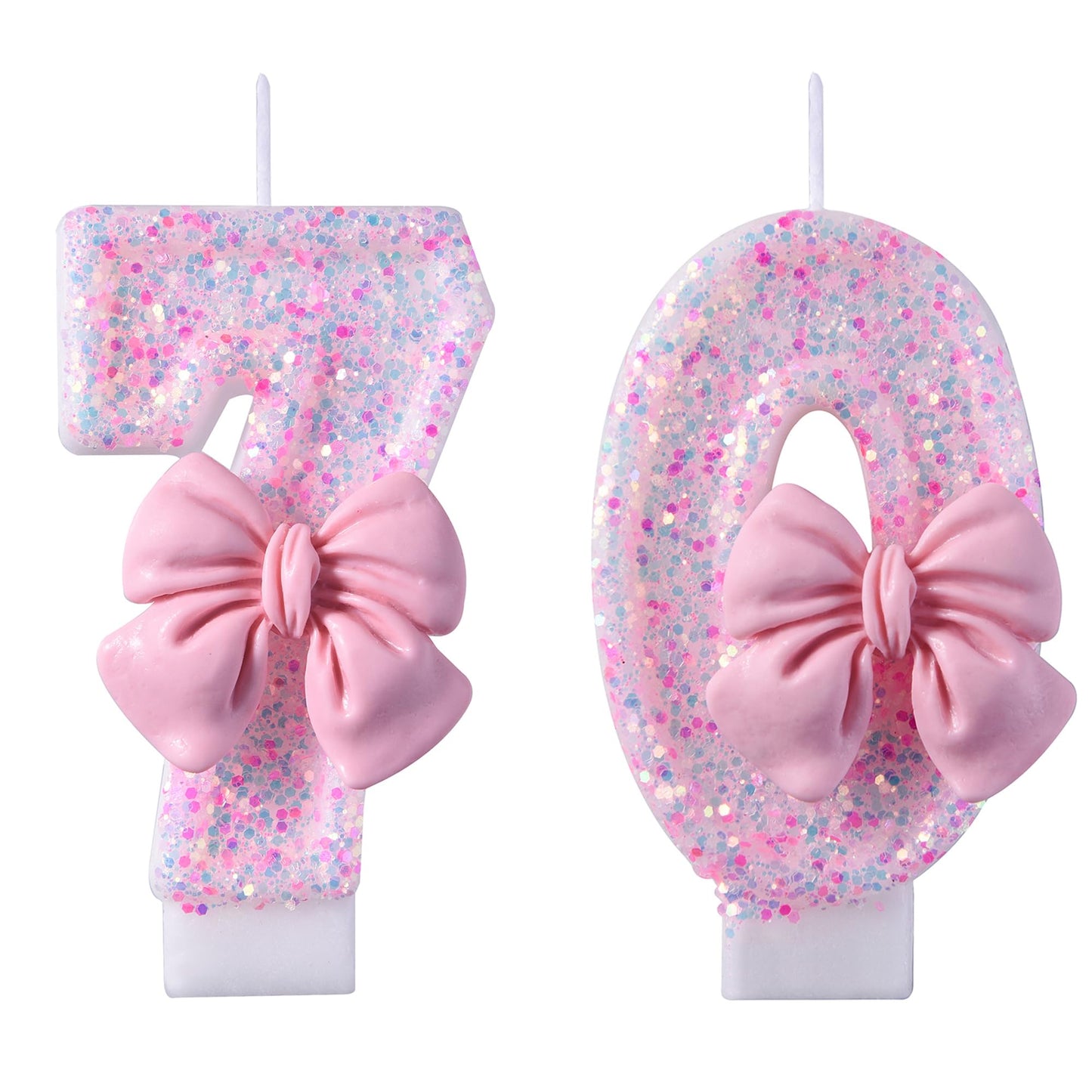 70th Birthday Candles, Pink 70 Year Old Number Birthday Candles for Women, Happy Birthday Party Cake Topper Decoration Gifts for 70th Wedding Anniversary Celebration BST220