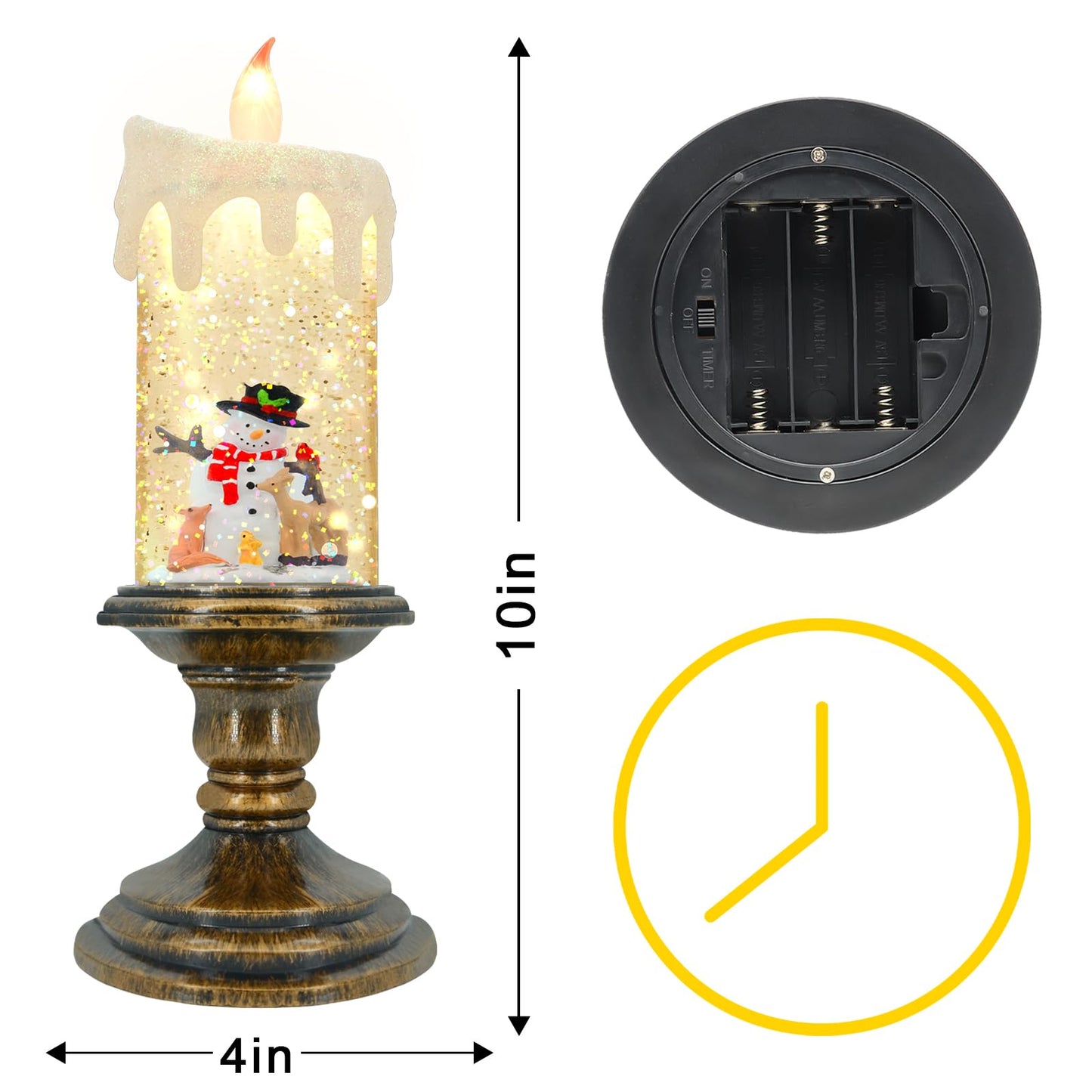 AOMIL Christmas Flameless Candles, Flickering LED Candles with Timer, Snow Globe Candle Lights for Christmas Decorations BST220