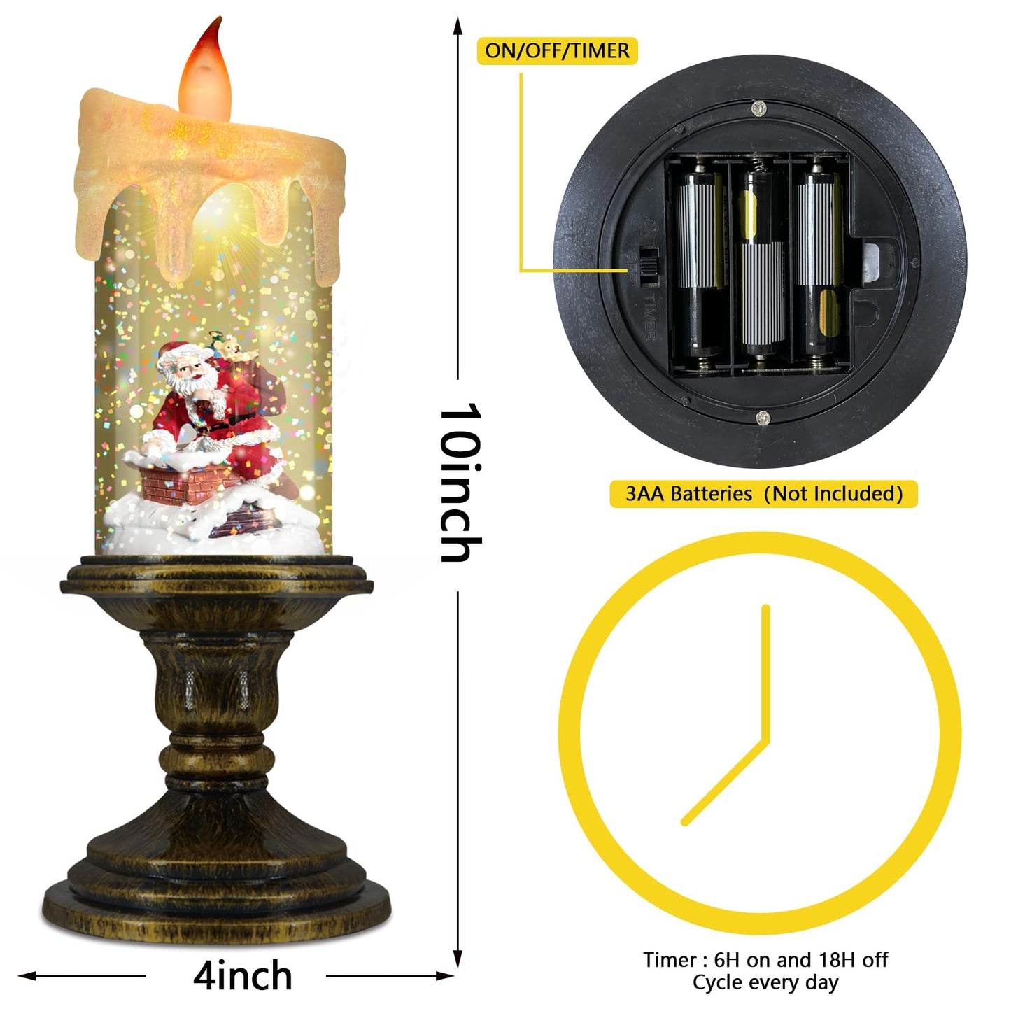 AOMIL Christmas Flameless Candles, Flickering LED Candles with Timer, Snow Globe Candle Lights for Christmas Decorations BST220
