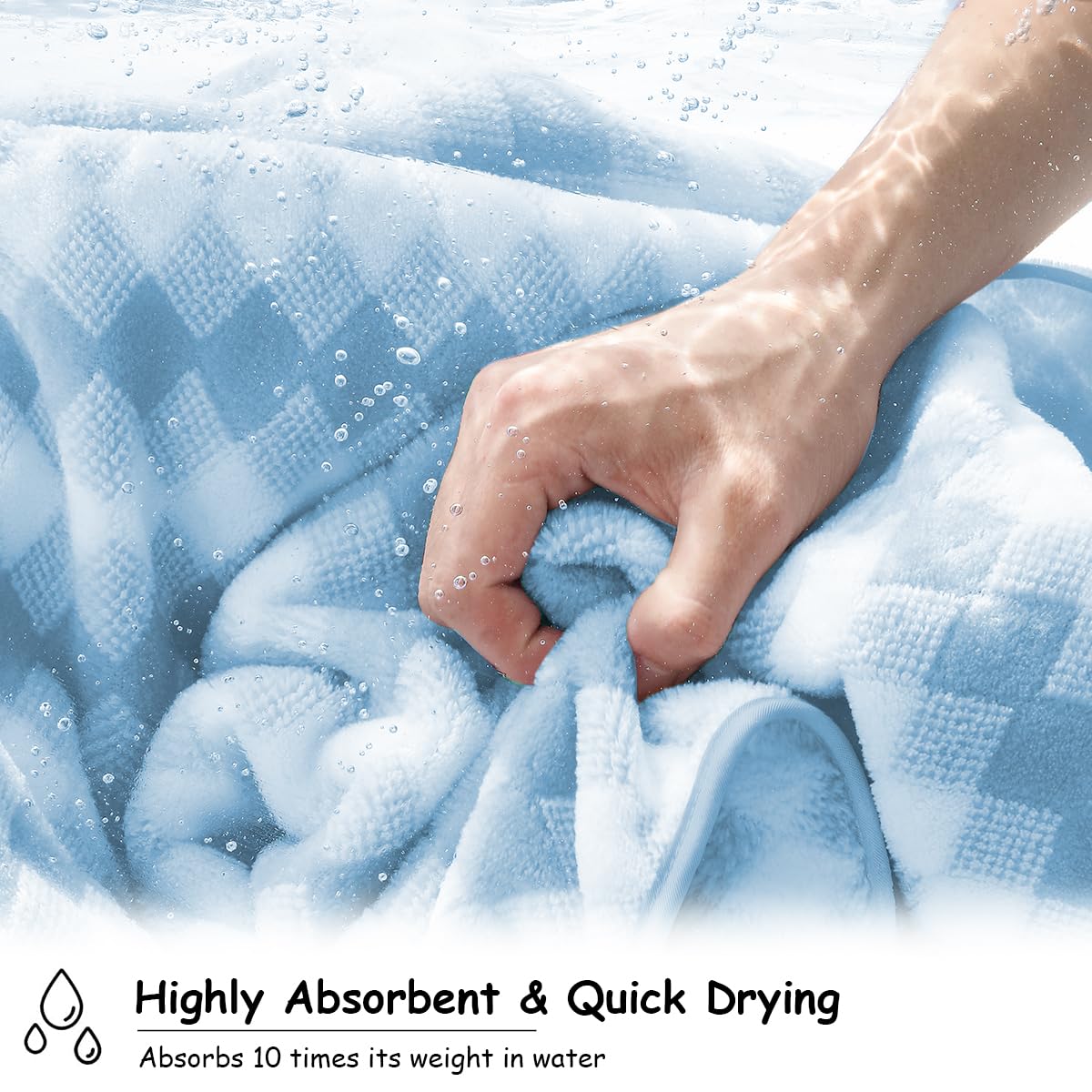 12 Pcs Light Gray Diamond Towel Set-4 Bath Towels,4 Hand Towels,4 Washcloths Soft Polyester Towels with Loop Absorbent Shower Towel Quick Dry Beach Chair Towel Family Towels for Bathroom Spa Gym Pool BST220
