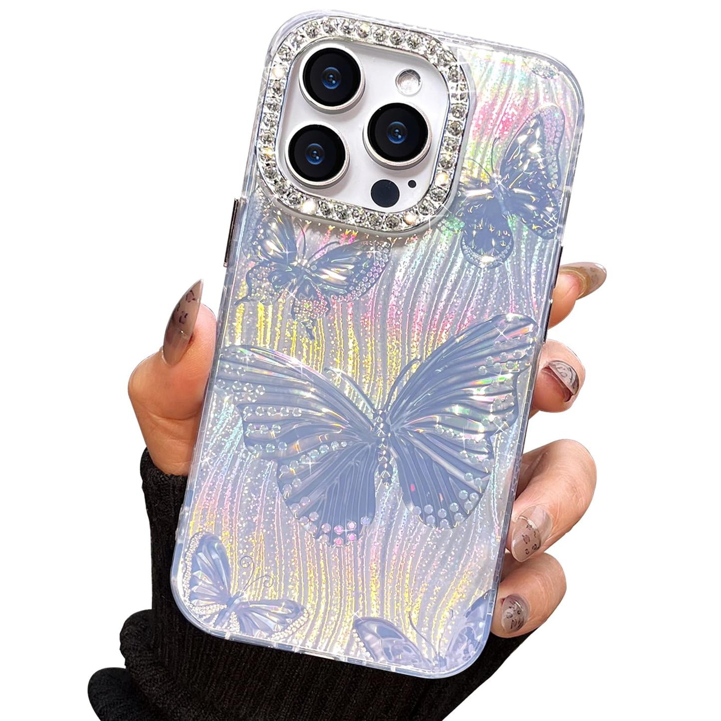 I-MGAE-IN-AR Compact Case for iPhone 16 Holographic Cloud Design,Cute Trendy Soft Slim TPU Shockproof Protective Phone Cases Cover for Women Girls Aesthetic Glitter WN420