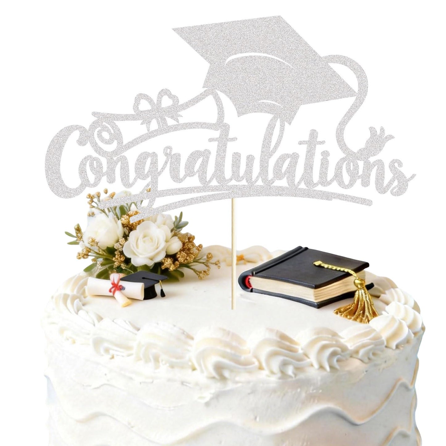 Congratulations 2026 Graduation Cake Topper Red Glittery Class of 2026 Cake Topper Congrats Grad Party Cake Decor for 2026 Senior High School College Grad Party Supplies Decorations BST220