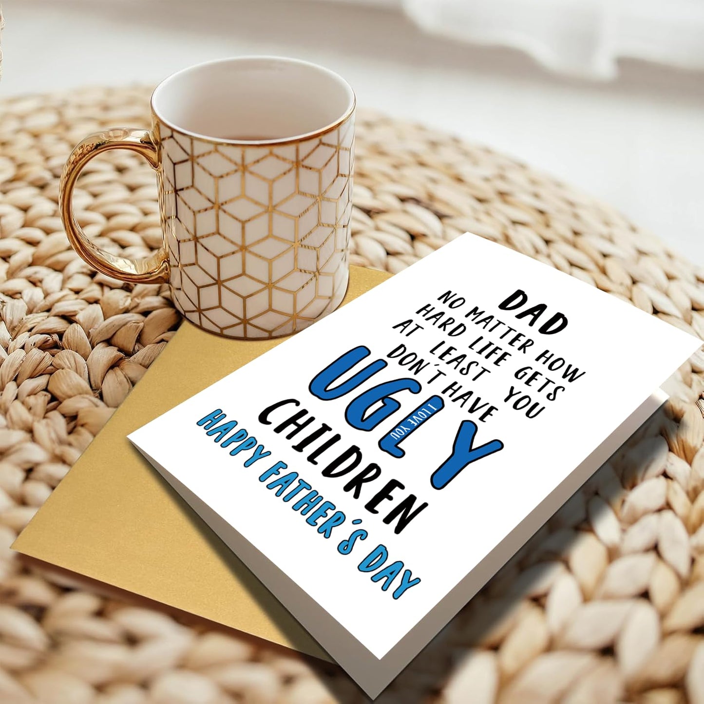 Funny Fathers Day Card for Dad Stepdad Bonus Dad Husband Grandpa, Humorous Happy Father's Day Card Gift from Son Daughter Grandson Granddaughter, Unique Fathers Day Card for Him BST202