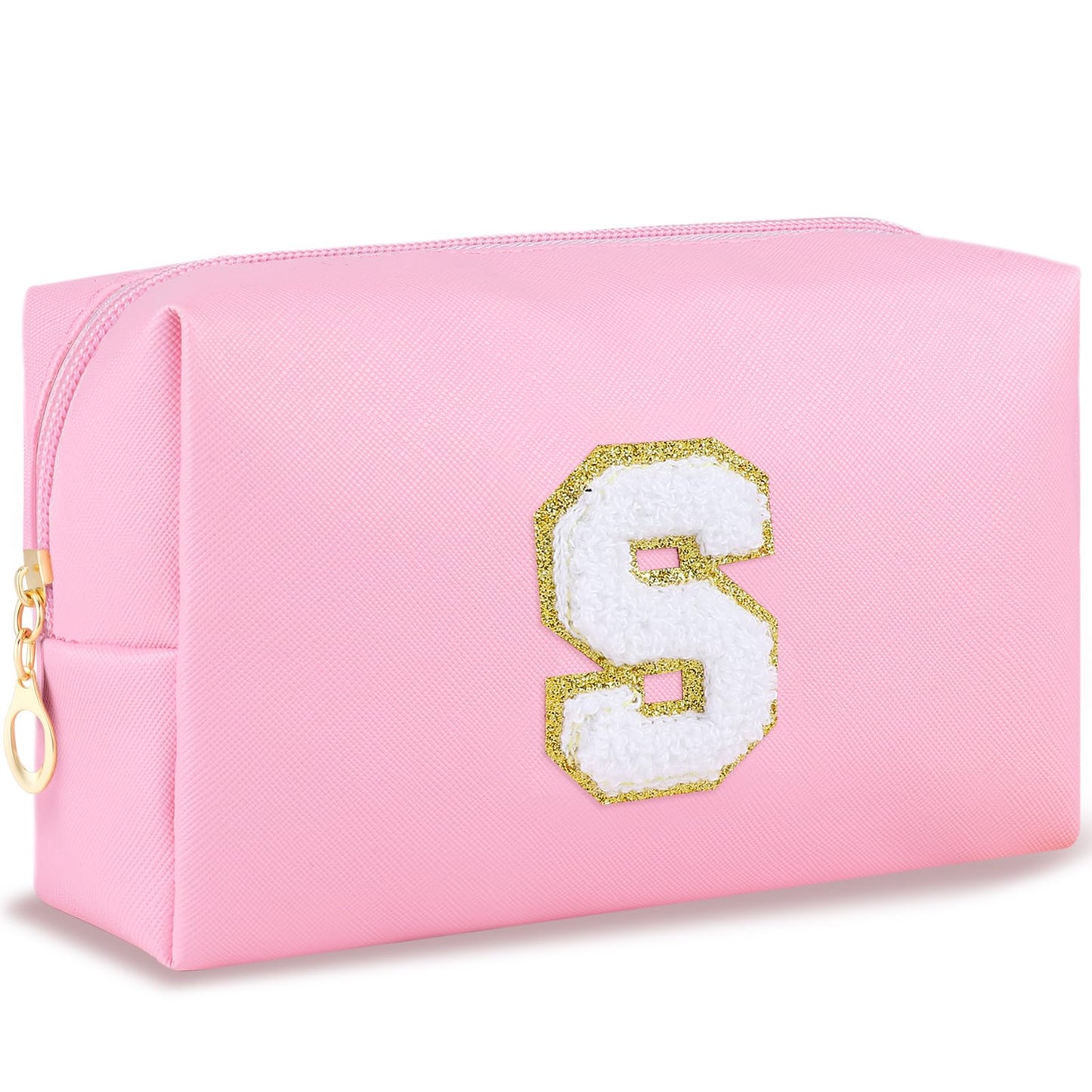 URSKYTOUS Gifts for Girls Initial Makeup Bag Personalized Cosmetic Bag with Zipper Cute Travel Toiletry Bag Waterproof PU Preppy Makeup Pouch Birthday Gift for Teen Girls Women(Blue P) BST326L