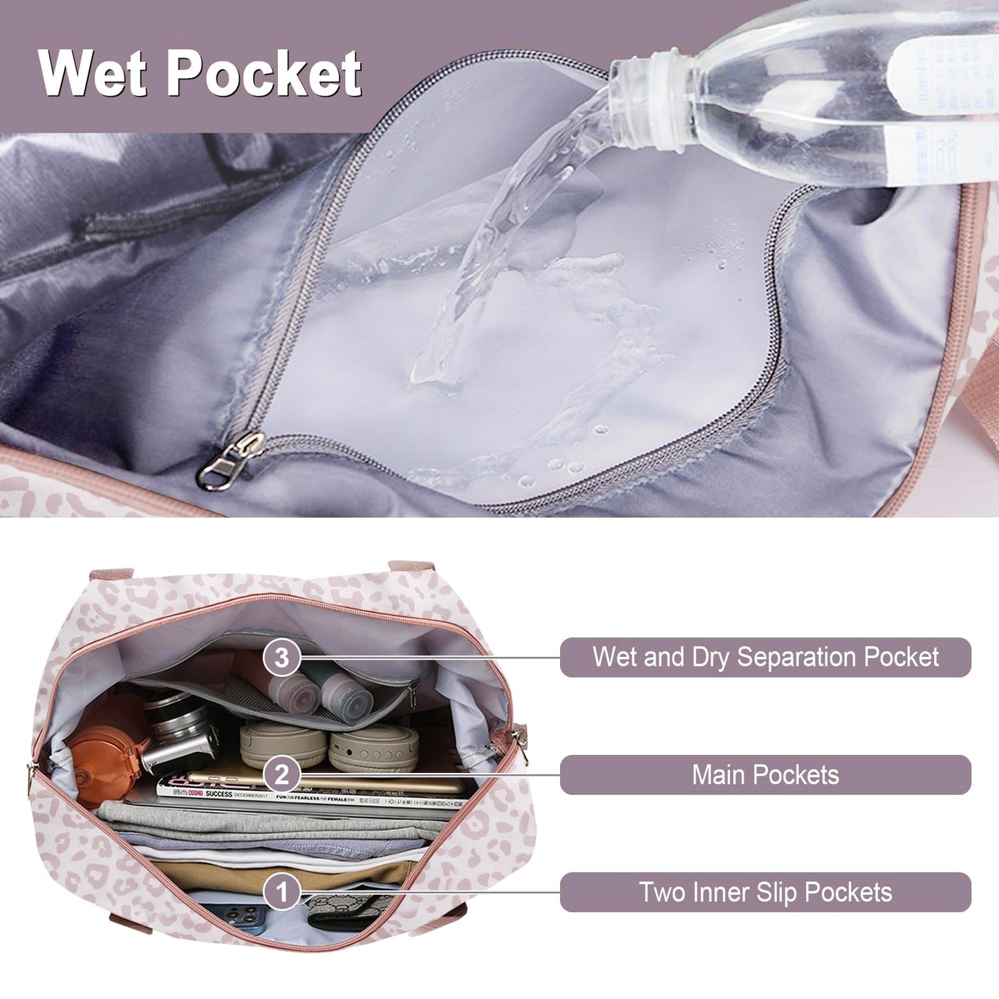 WOOMADA Foldable Travel Duffel, Weekender & Carry-On Bag with Expandable Space BST326H