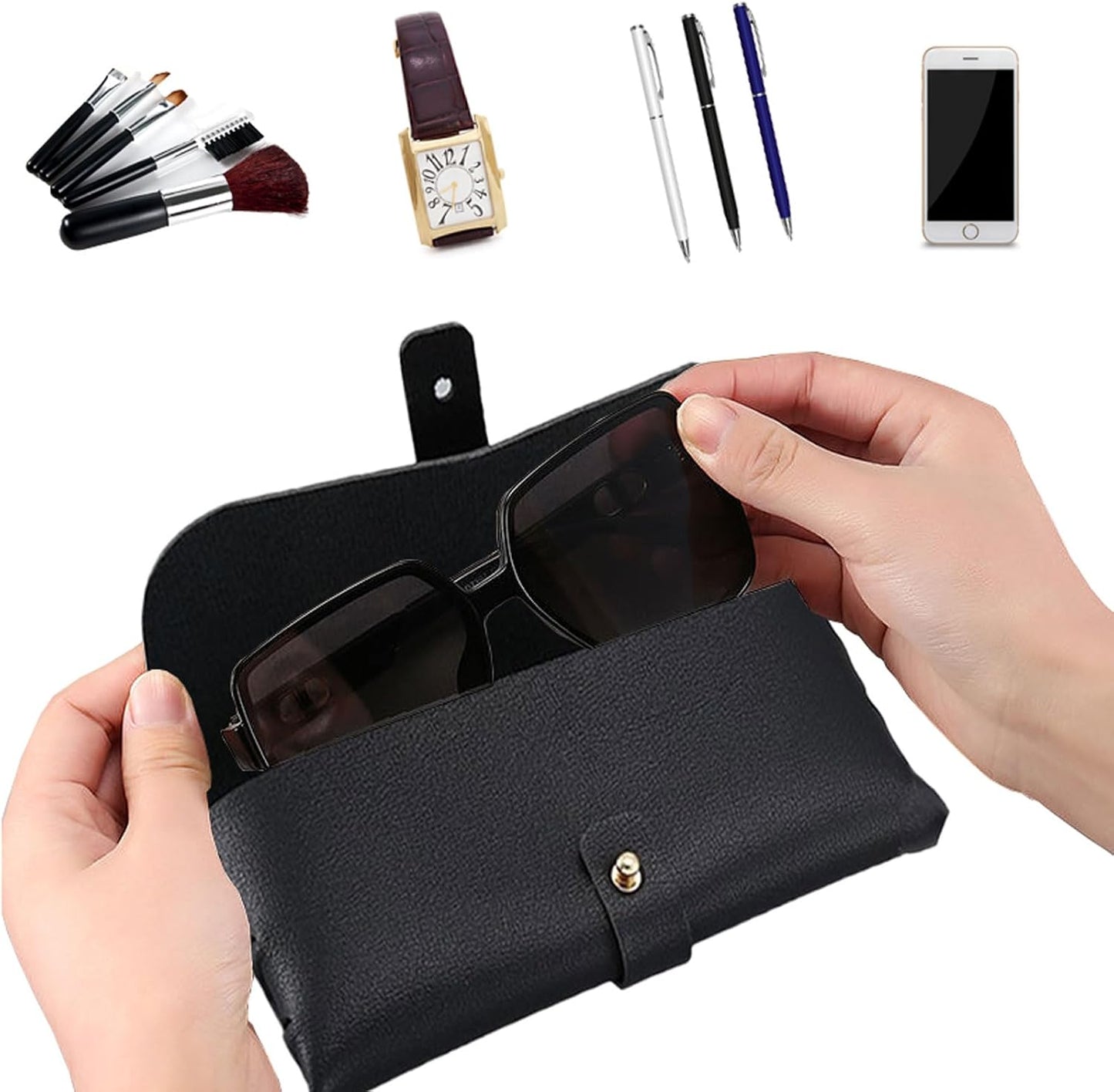 Glasses storage bag Travel sunglasses myopia glasses storage bag Fashion leather storage bag WN420