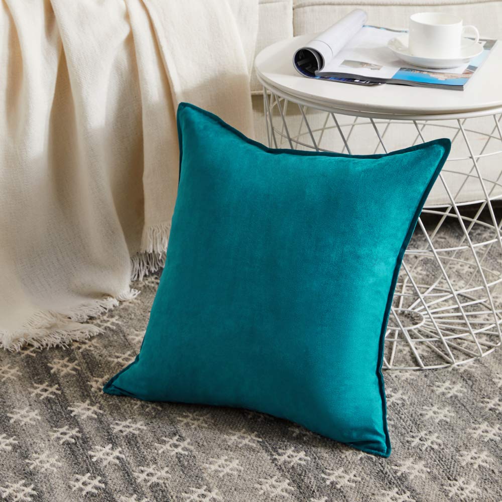 Fancy Homi 4 Packs Olive Green Decorative Throw Pillow Covers 18x18 inch, Super Soft Faux Suede Decor Square Pillow Covers 45x45 cm, Solid Cushion Cover for Couch Living Room Sofa Bedroom BST220