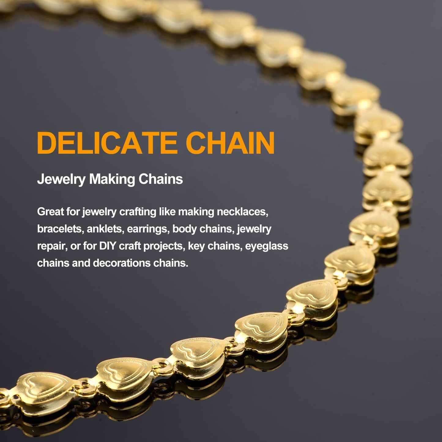 KYUNHOO 16FT Silver Chains for Jewelry Making Colored Bead Links on Spool Stainless Steel DIY Craft Chain Supplies BST220