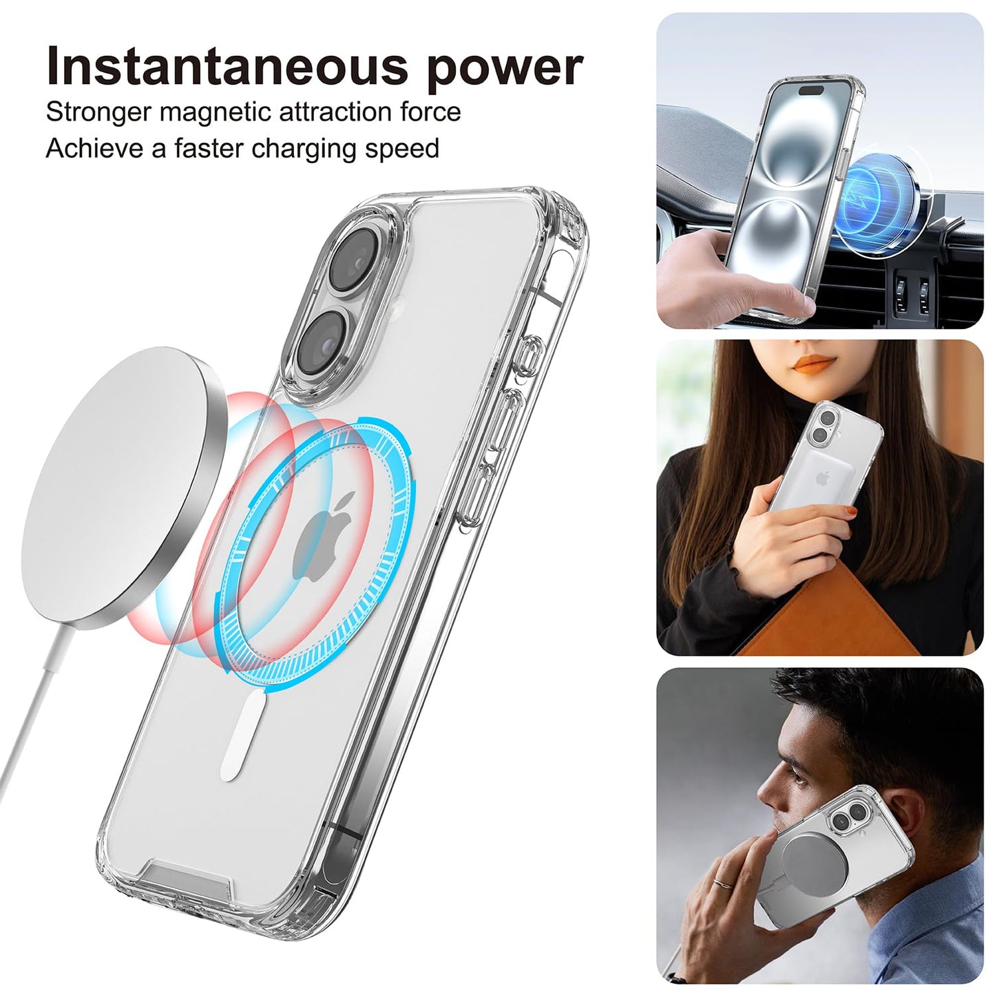 PULOKA for iPhone 14 Pro Transparent Case, Compatible with MagSafe, Clear Protector Slim Cover, Magnetic Phone Case for iPhone 14 Pro 6.1 inch Balck WN420