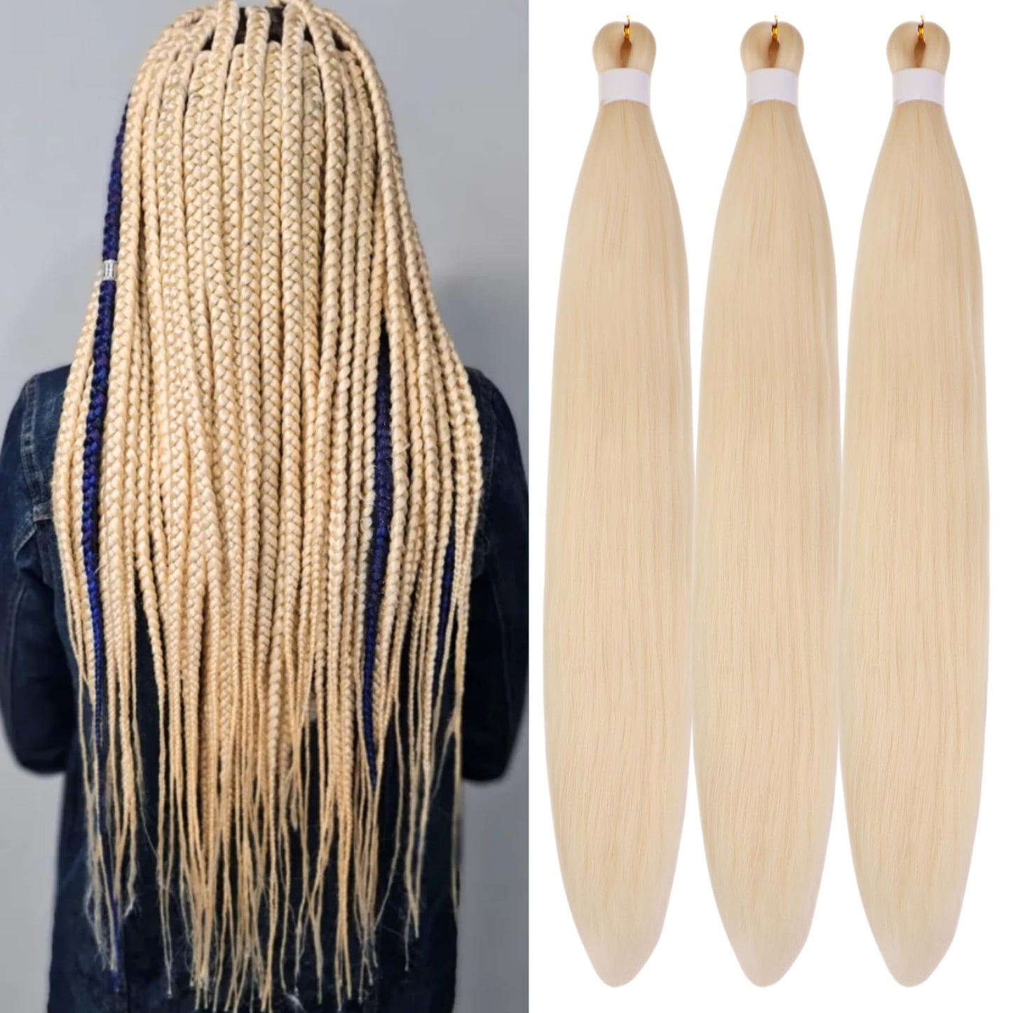 Purple Braiding Hair Pre stretched Knotless 26 inch | Hypoallergenic Synthetic Purple Prestretched Ez Braid Knotless Itch Free Soft Yaki Texture Hot Water Setting WN420