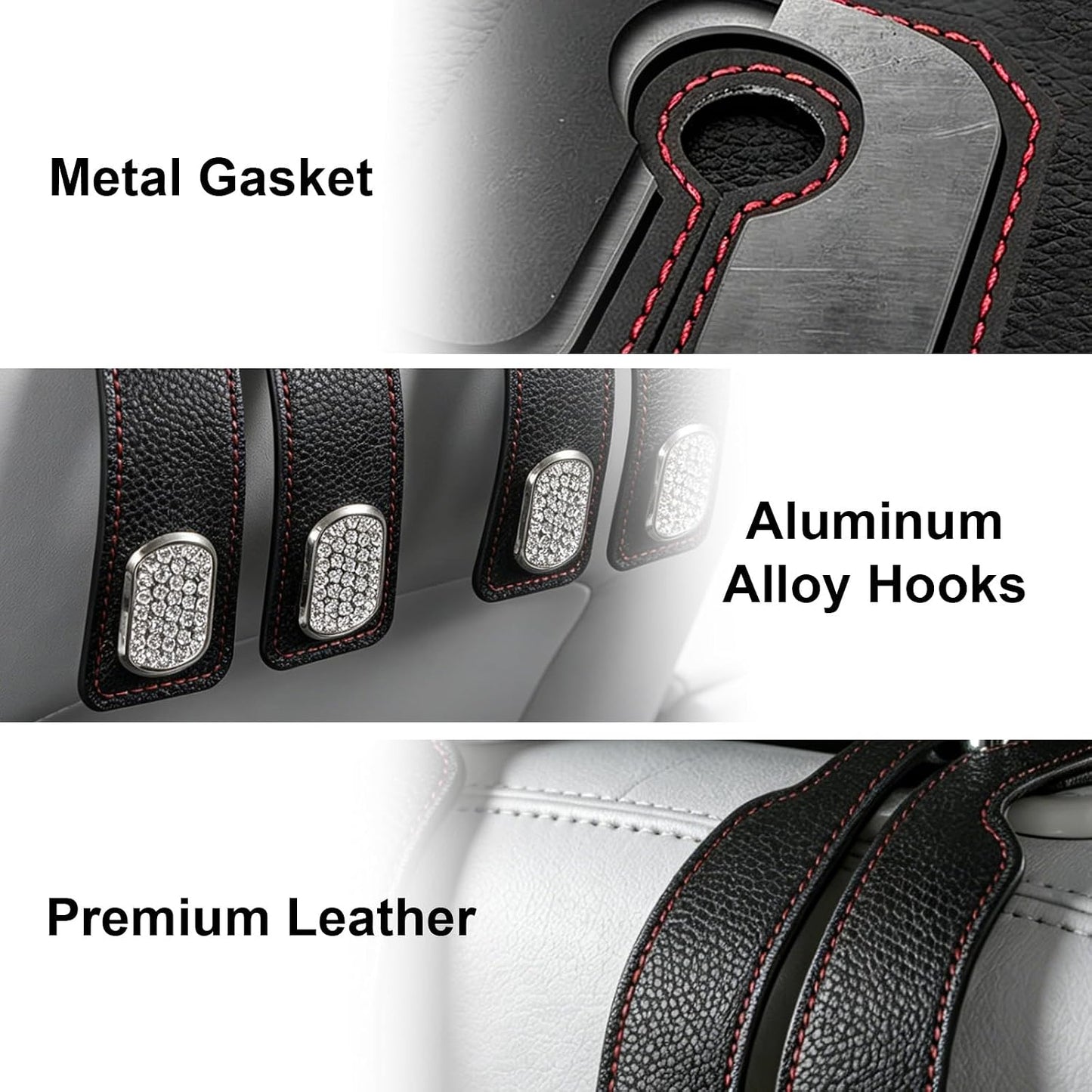 2Pcs Headrest Hooks for Car Seat Back Storage Black Car Hooks | Double Metal Hooks, Universal Purse Hook, Hidden Car Seat Hooks, No Tool Installation, for Purses, Handbags, Bags BST202