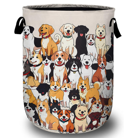 Nature Cow Print Laundry Basket with Sturdy Handles, Cow Skin Collapsible Oxford Cloth Laundry Hamper Organizer Basket for Bathroom Bedroom 15.7x20 Inch BST220