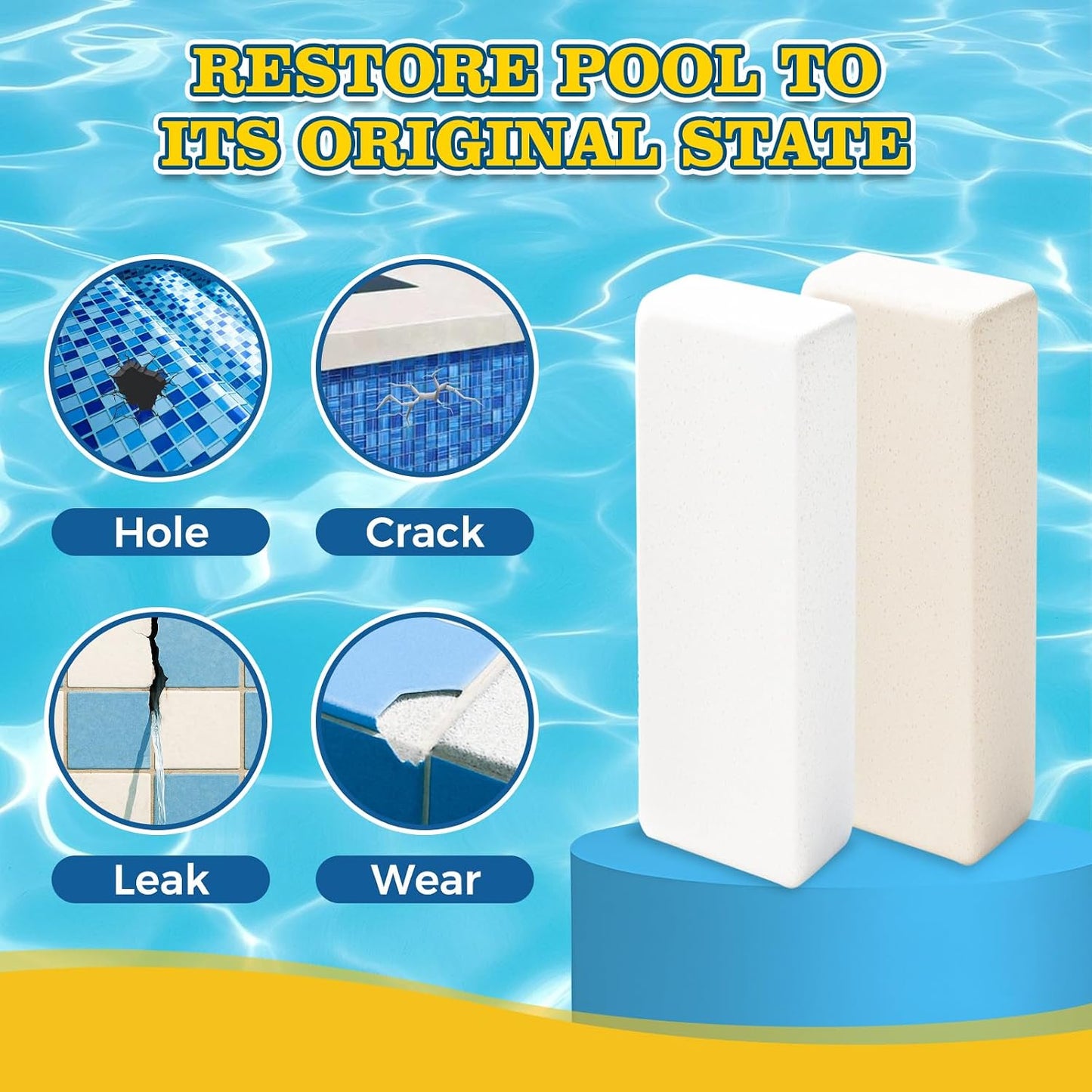 Pool Putty, 2 Part High Strength Epoxy Putty for Underwater or Above Fast Repair Leaks, Cracks, Filling, Pool Putty for Leaks Underwater, Tile, Fiberglass, Concrete, Cement and Other Surfaces BST220