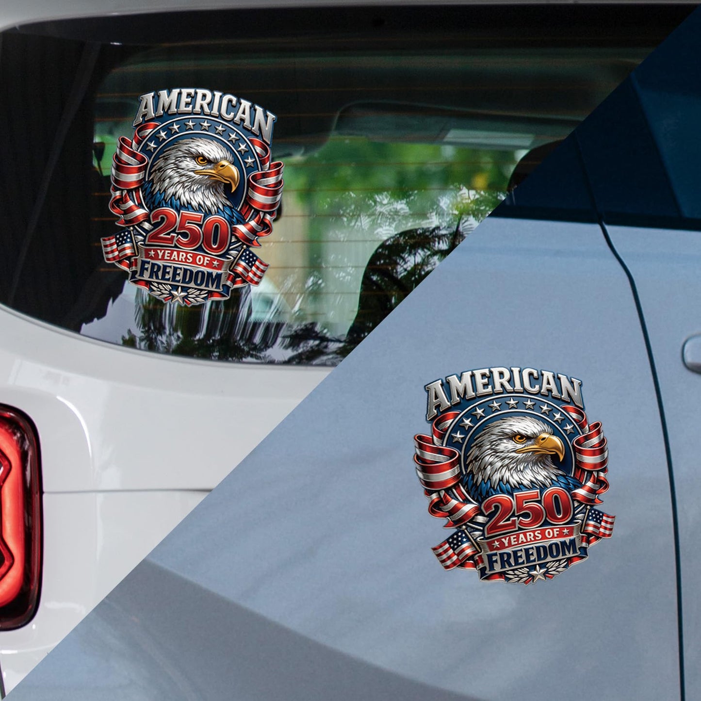 Dazoratix 250th Anniversary Car Decals - 7 Pcs Eagle 250 Years America Flag Merchandise American Patriotic USA 4th of July Independence Vinyl Rearview Mirror Stickers for Window Vehicle Tumbler Bumper BST326L