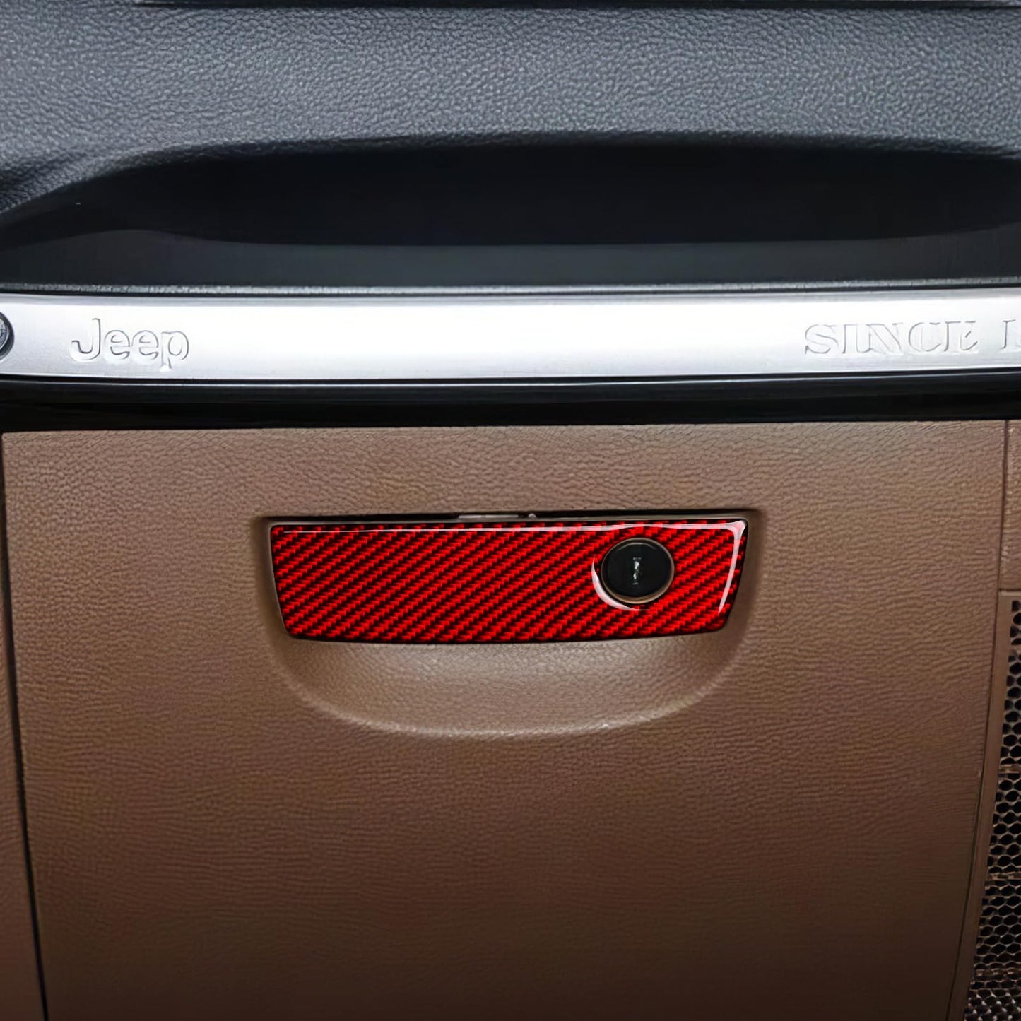 Car Gear Shift Lower Panel Sticker Carbon Fiber Decal Interior Trim Cover for Jeep Wrangler 2011 2012 2013 2014 2015 2016 2017 Accessories (Red) BST220