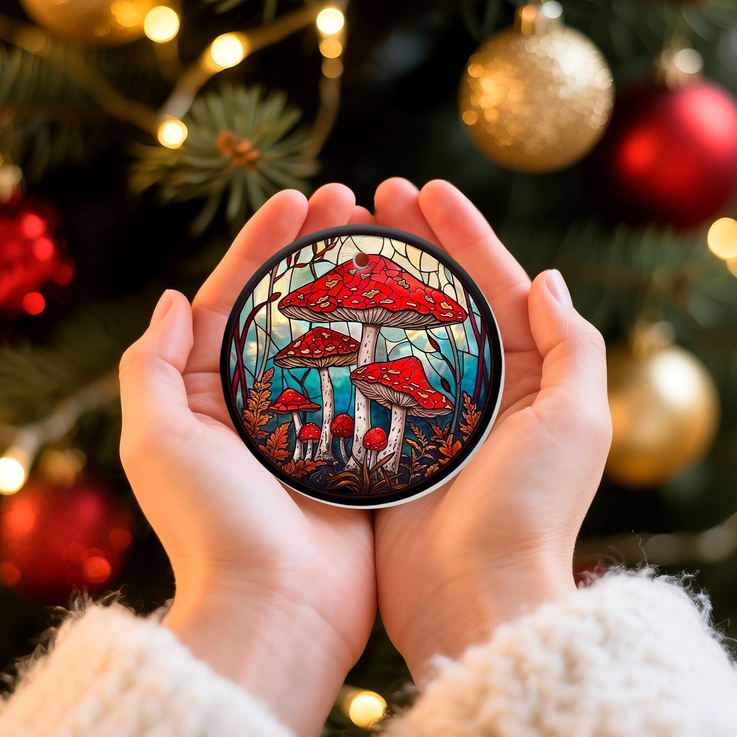 Stained Glass Snowy Owl Ornament – Artistic Ceramic Christmas Decoration for Bird Lovers, Holiday Keepsake Gift 2025 WN420