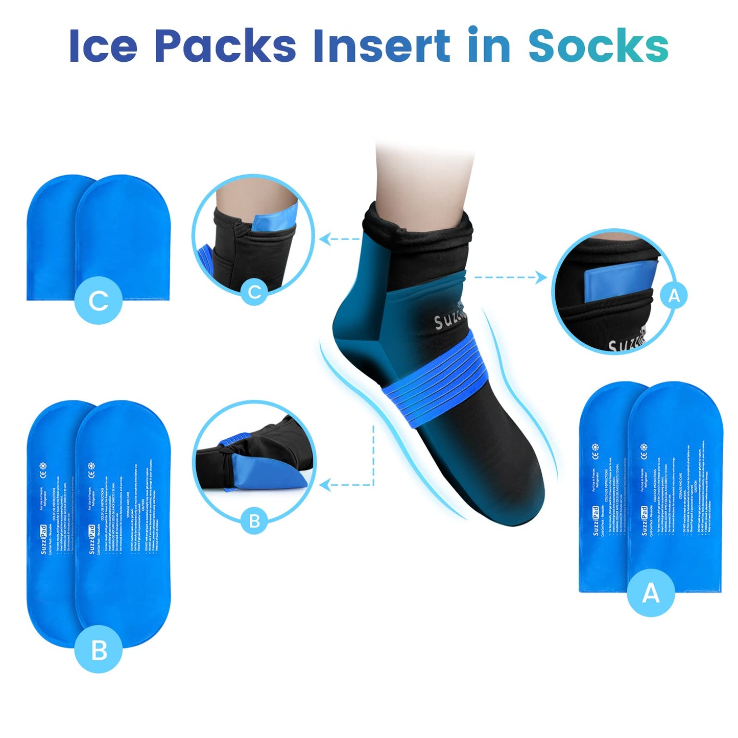 SuzziPad Cold Therapy Socks & Hand Ice Pack, Cooling Gloves for Chemotherapy, Chemo Care Package for Women and Men, S/M